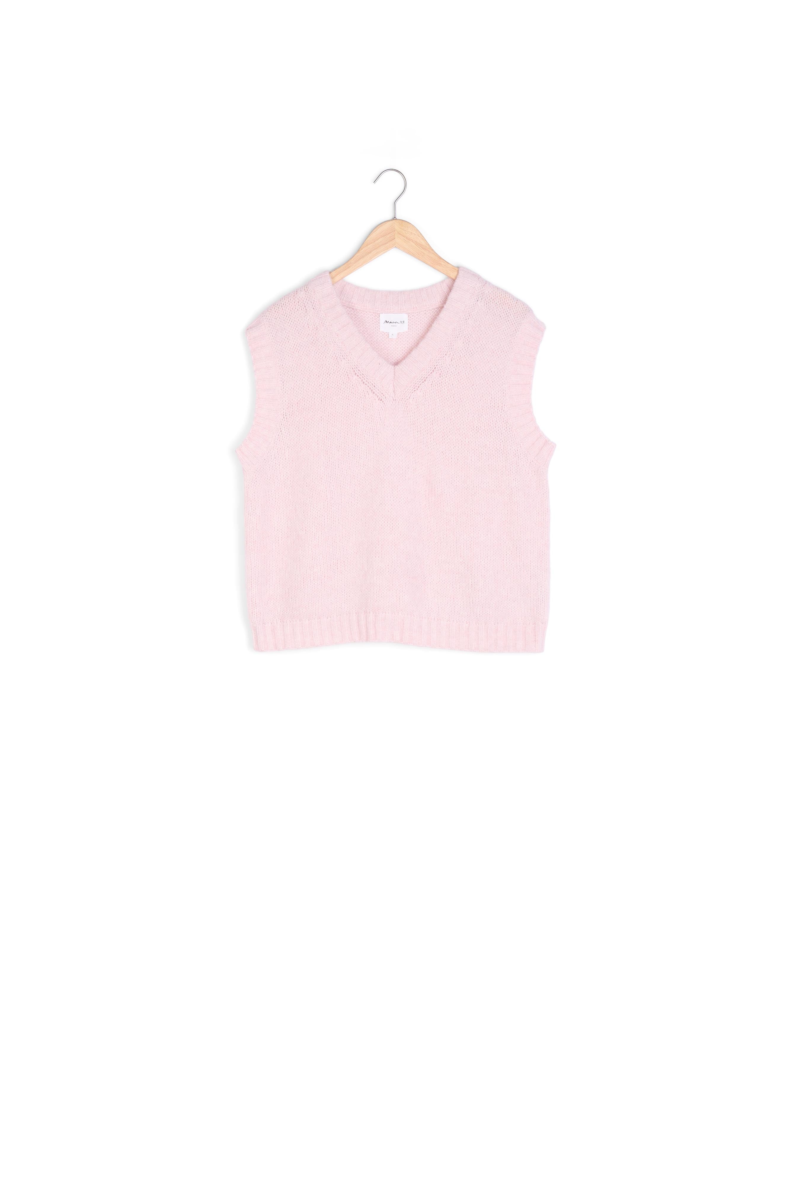 Pull sans manches col V rose poudré Tolga Faume - seconde main