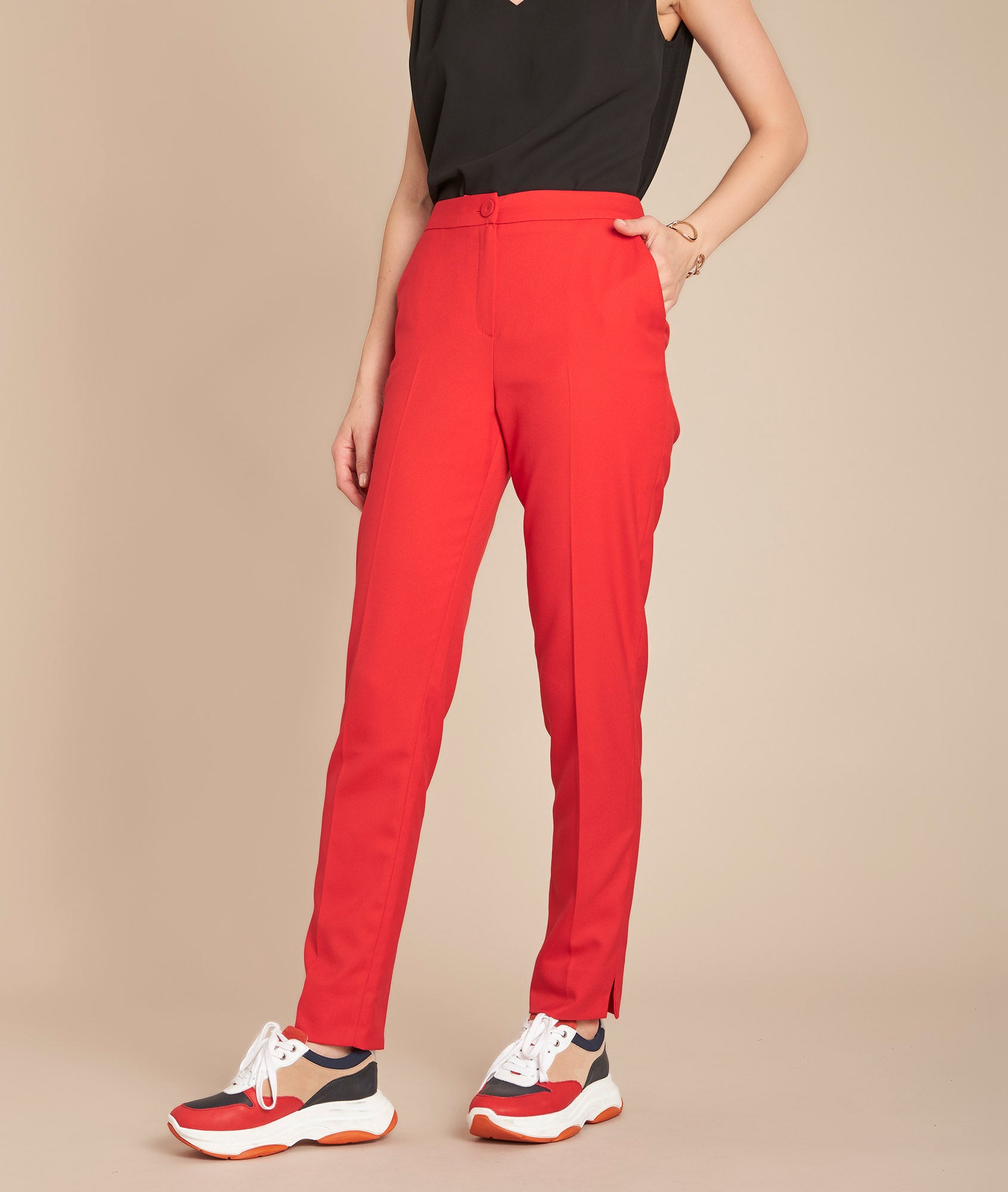 Pantalon rouge cigarette Emile Faume - seconde main