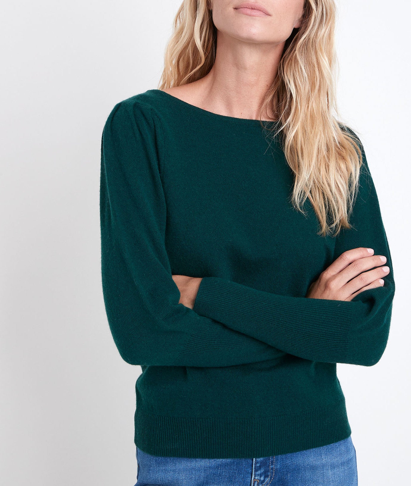 Pull en laine et cachemire émeraude Ribambelle Faume - seconde main