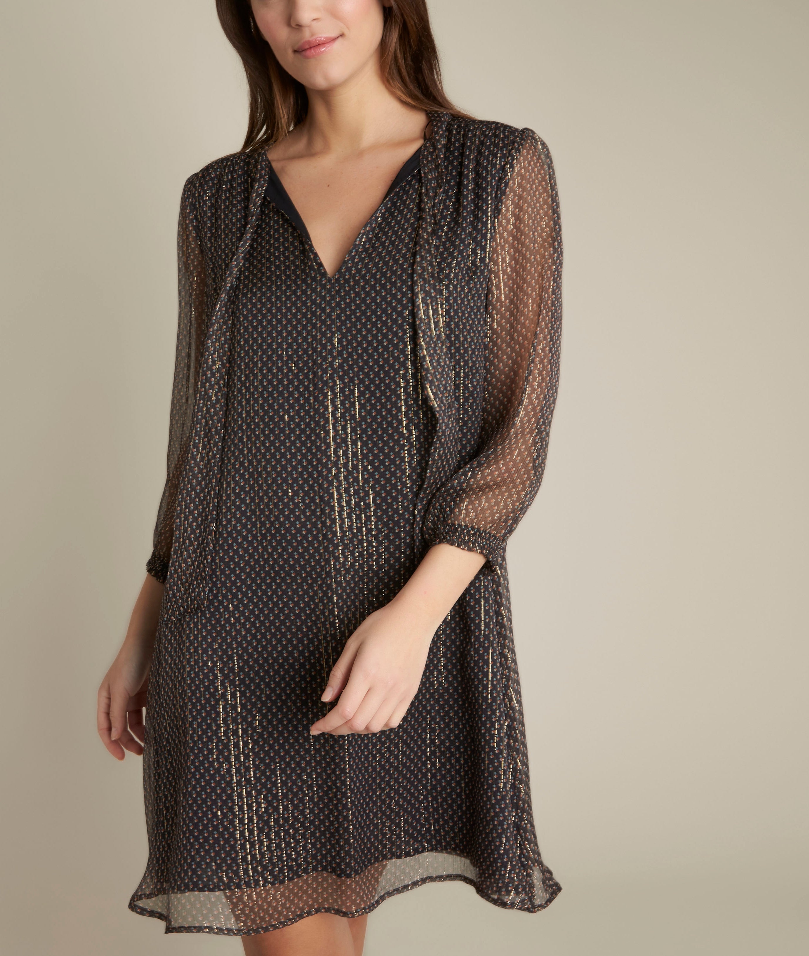 Robe imprimée lavallière en soie Cecile Faume - seconde main