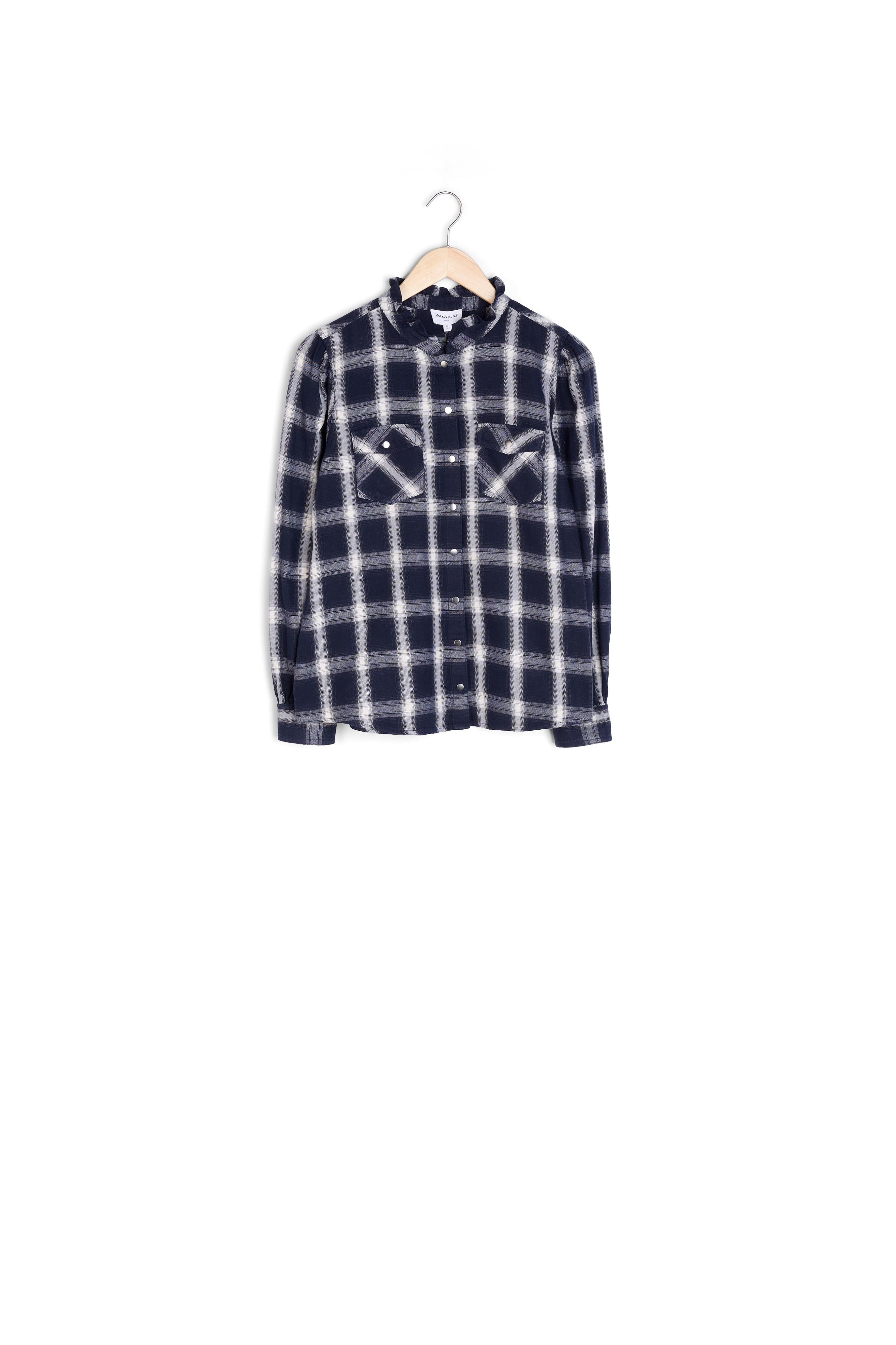 Chemise à carreaux en coton bleu marine et blanche Agathe Faume - seconde main