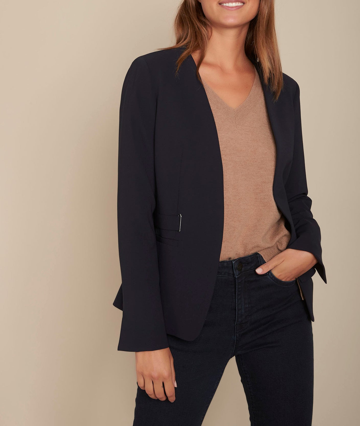 Veste en microfibre marine Beatrice Faume - seconde main