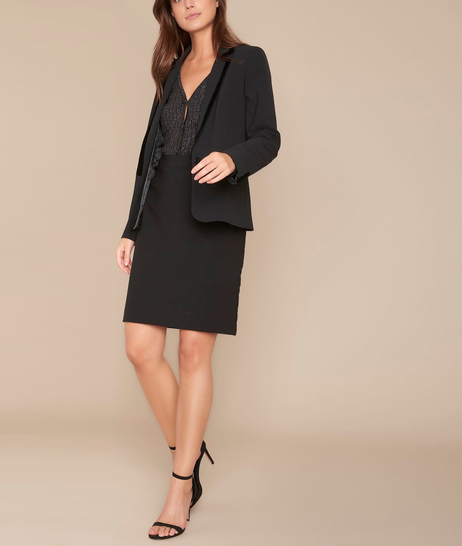 Jupe droite en microfibre velours Kathia Faume - seconde main