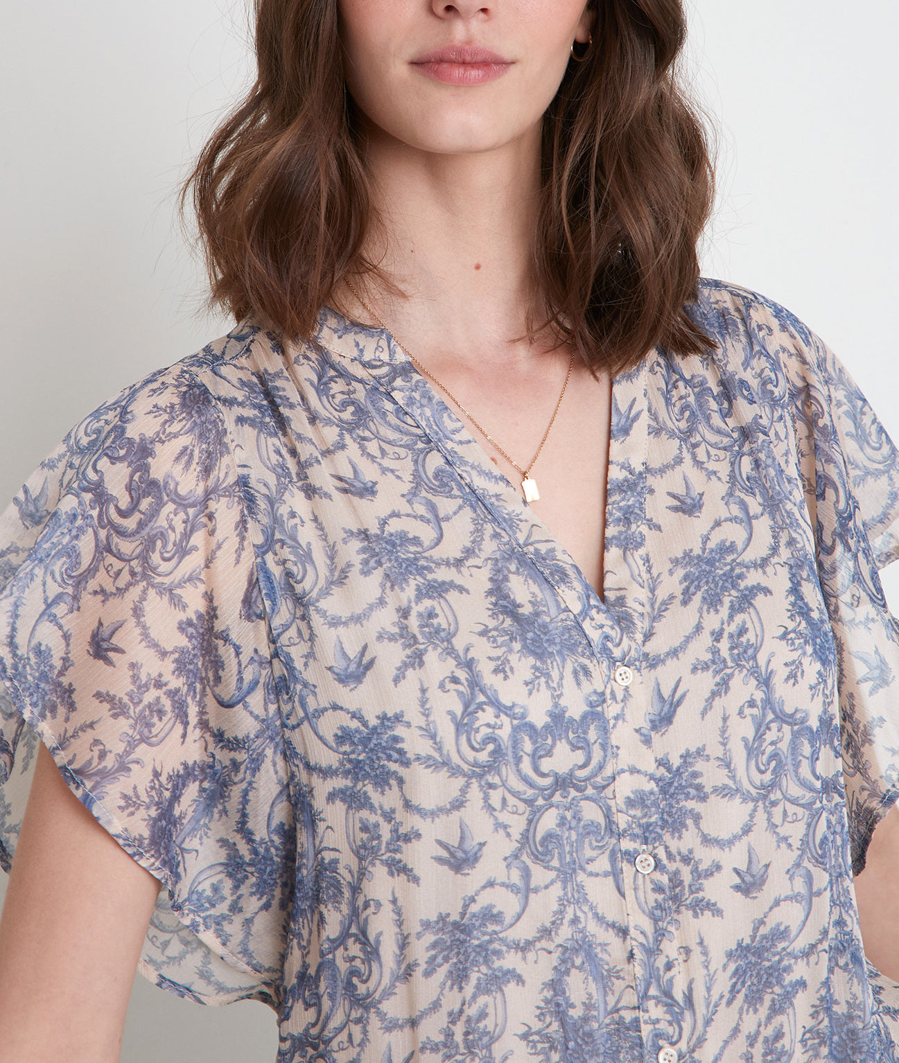 Robe longue imprimée bleu et blanc Laiza Faume - seconde main