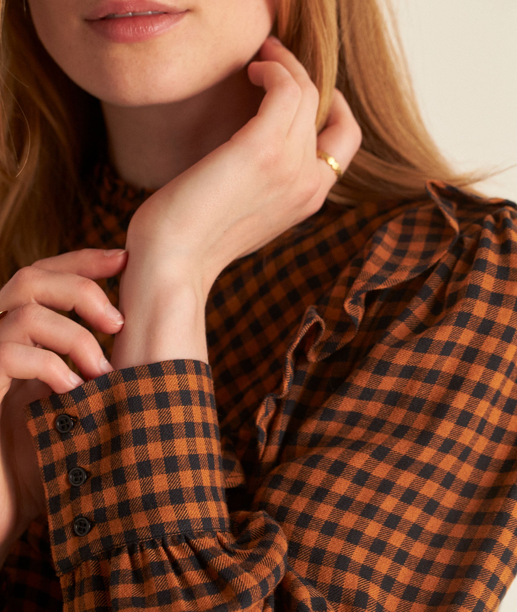 Chemise vichy caramel Abelia Faume - seconde main