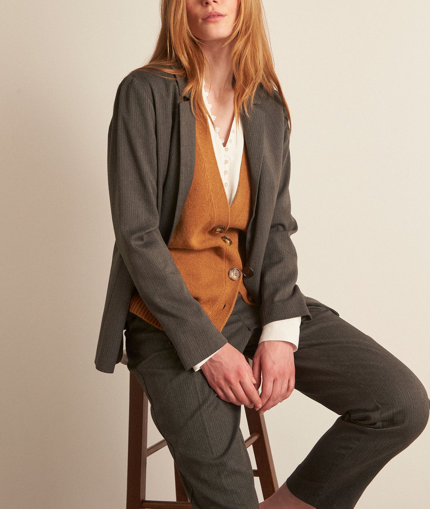 Gilet sans manches en laine responsable canelle Bryton Faume - seconde main