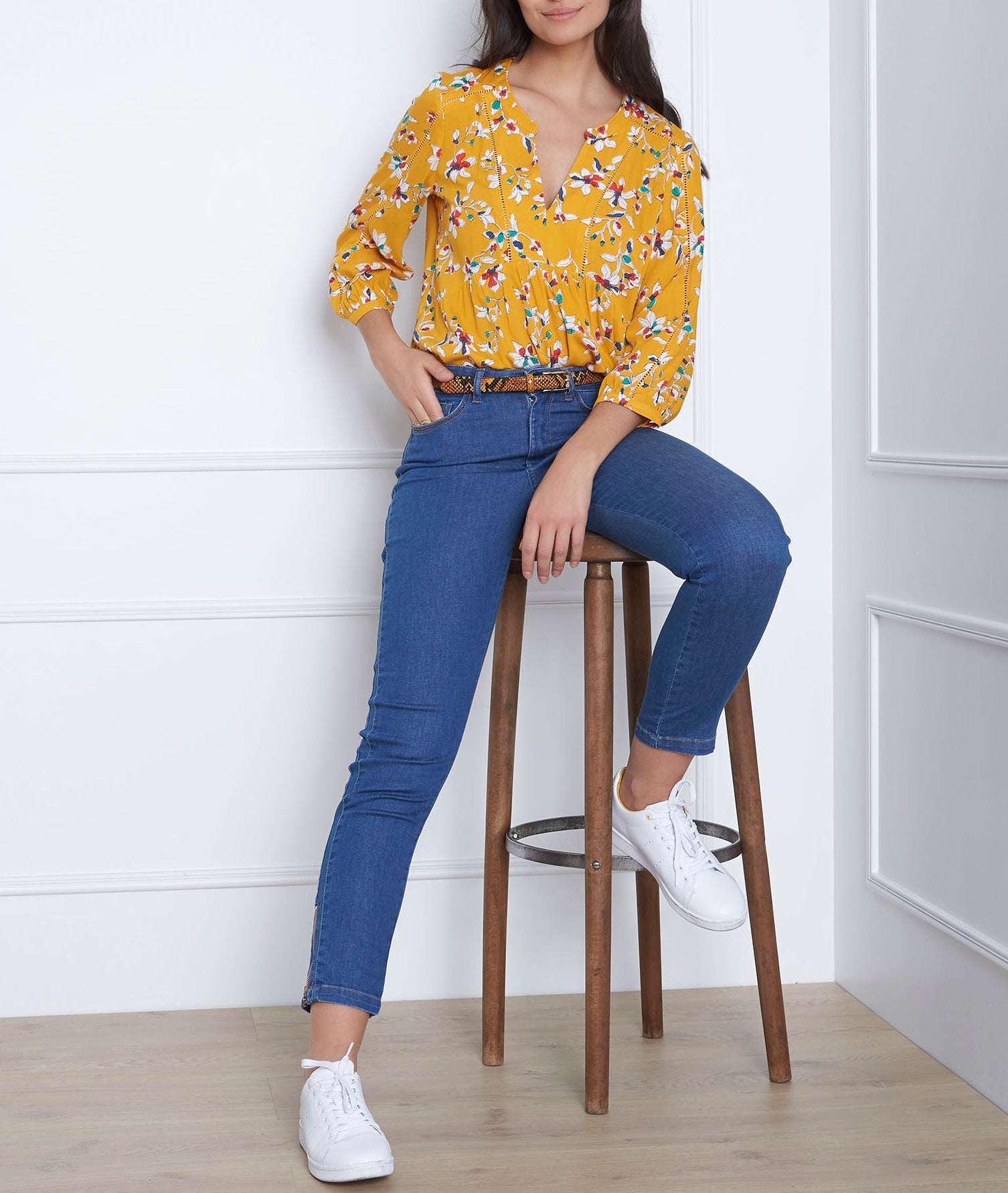 Blouse jaune imprimé Vigue Faume - seconde main