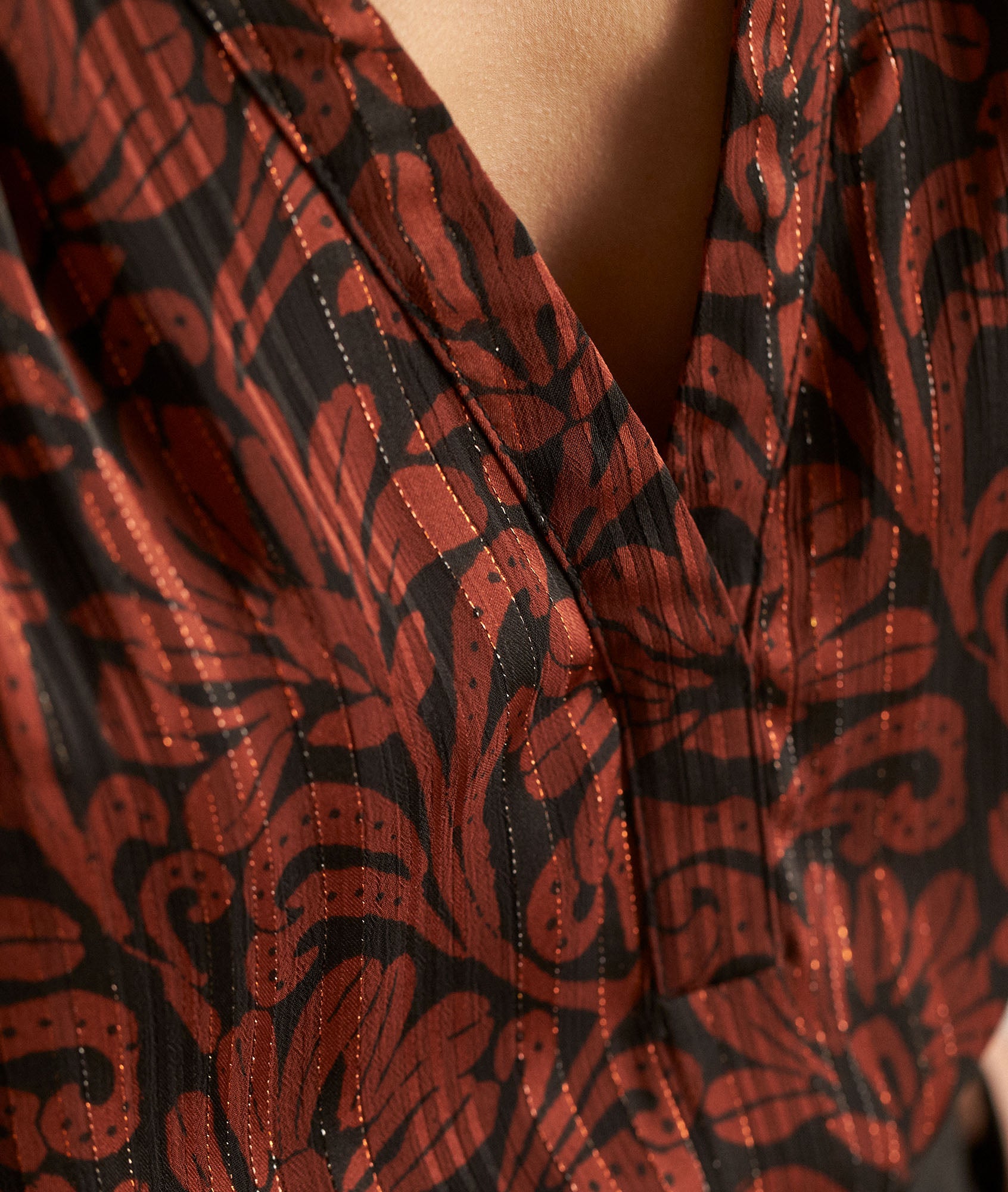 Blouse imprimée brique Elsa Faume - seconde main