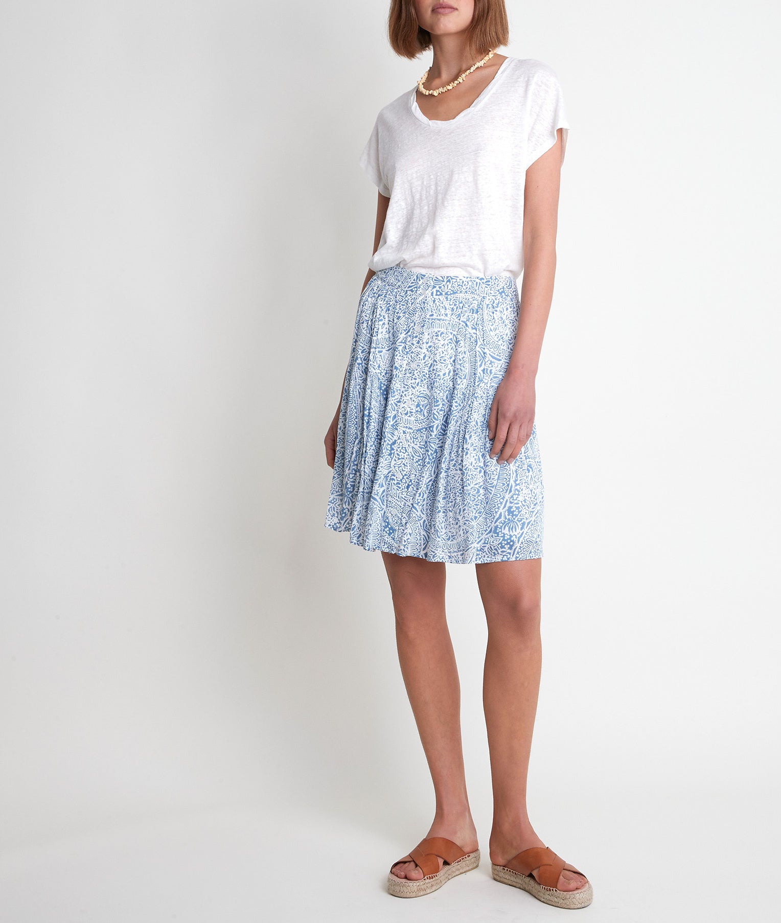 Jupe imprimée bleue Edith Faume - seconde main