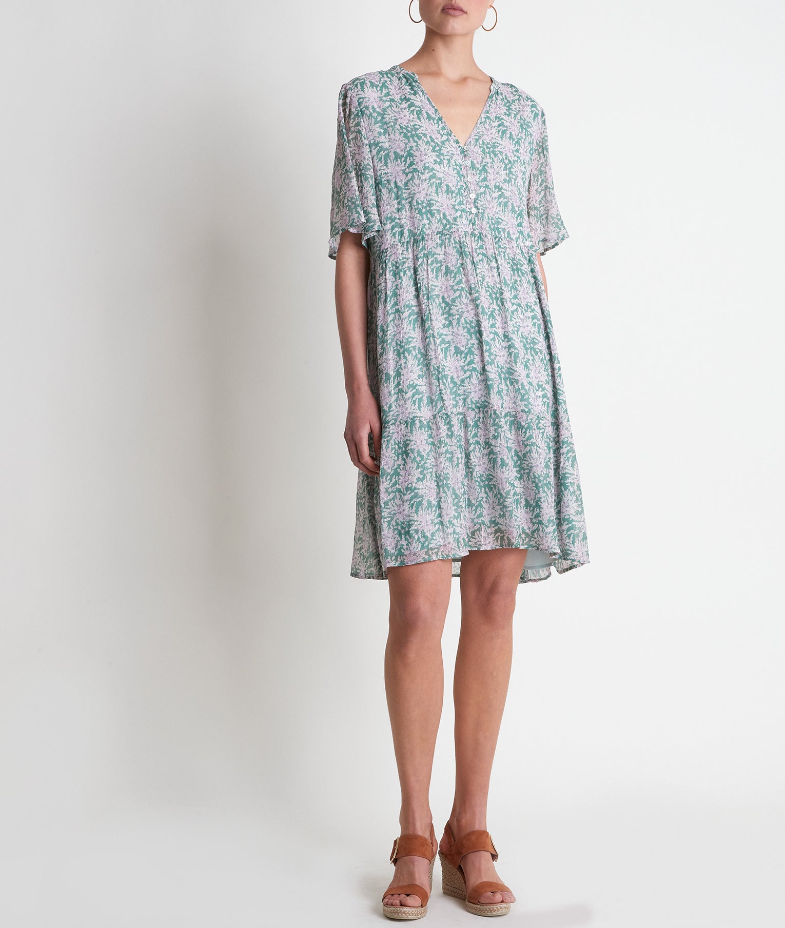 Robe courte imprimée mauve pâle Nara Faume - seconde main