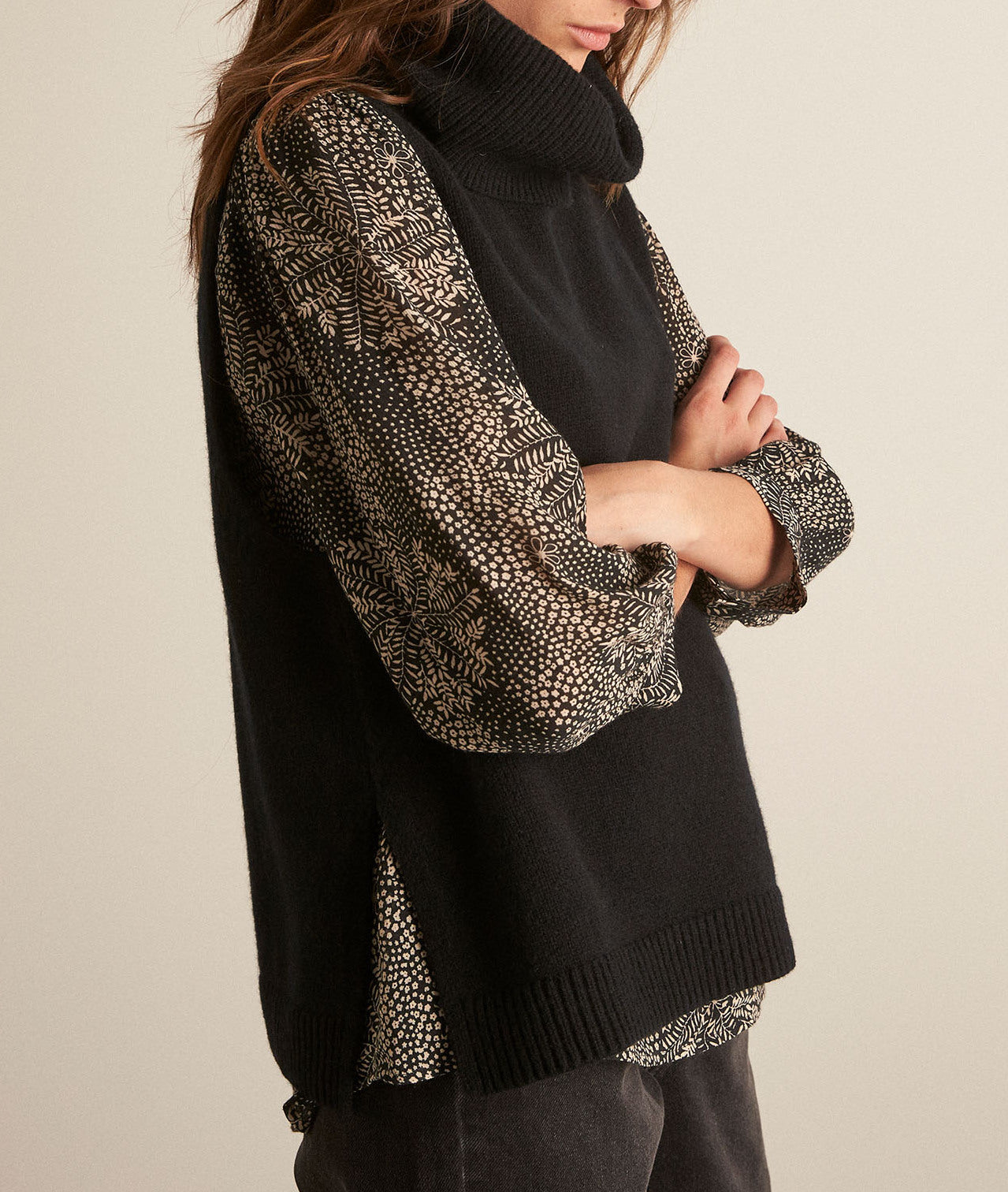 Pull sans manches en laine responsable noir Barclay Faume - seconde main