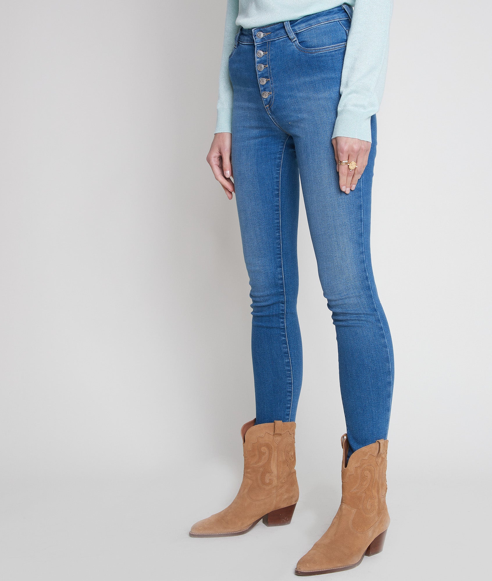 Jean slim en coton bio et recyclé bleu denim Nara Faume - seconde main