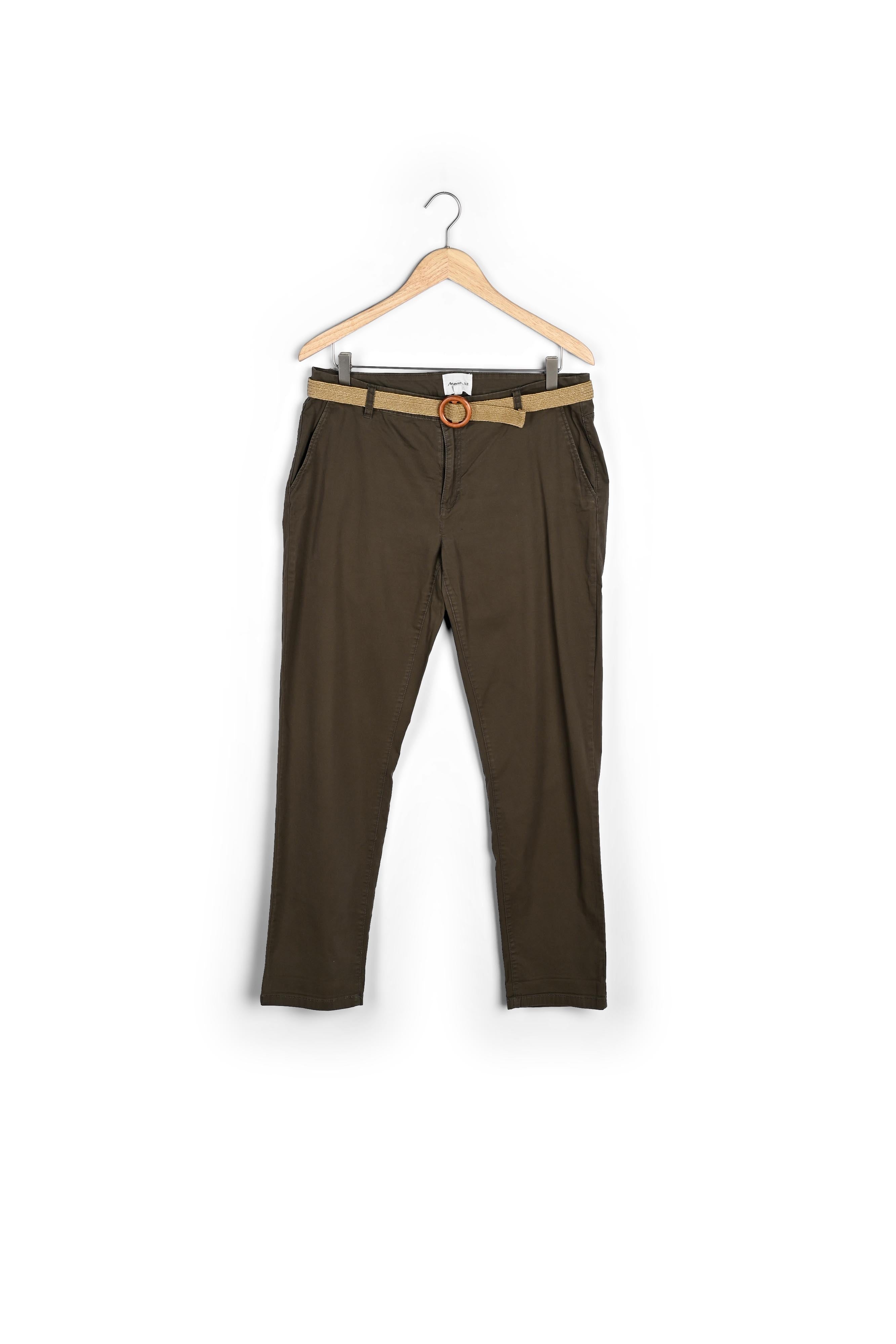 Pantalon chino ceinturé kaki Francis Faume - seconde main