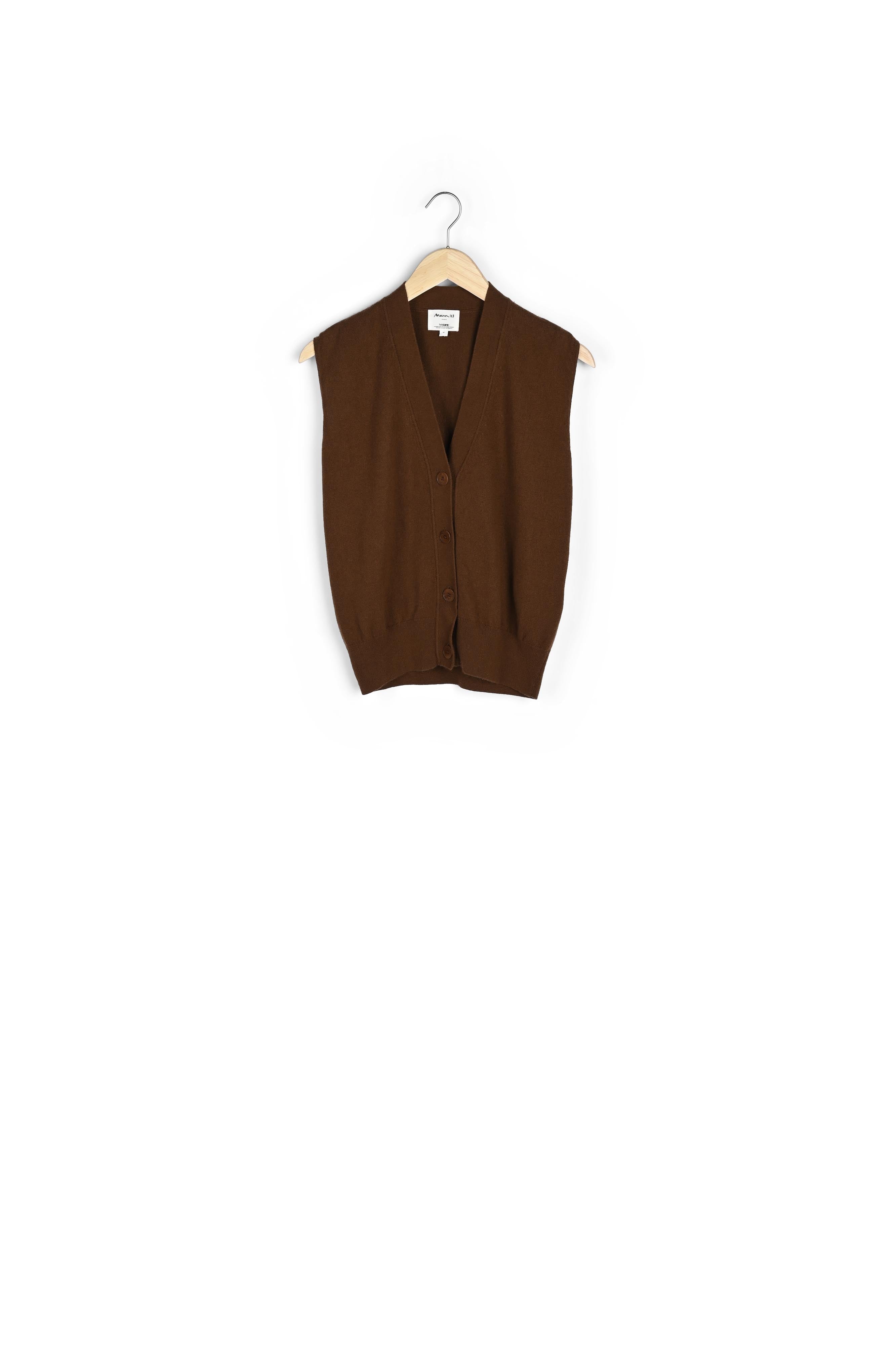 Gilet en laine sans manches chocolat Perla Faume - seconde main