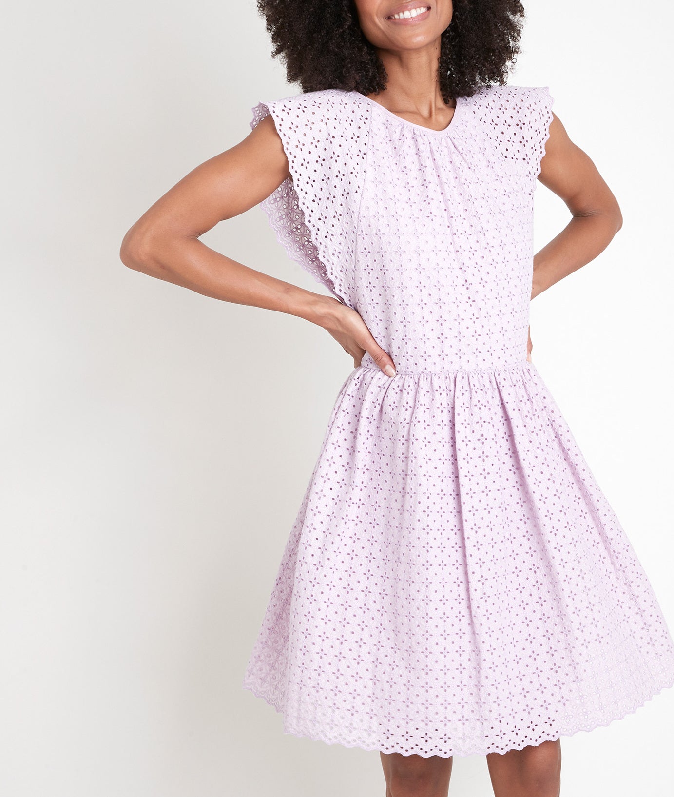 Robe en coton brodée mauve Lilian Faume - seconde main