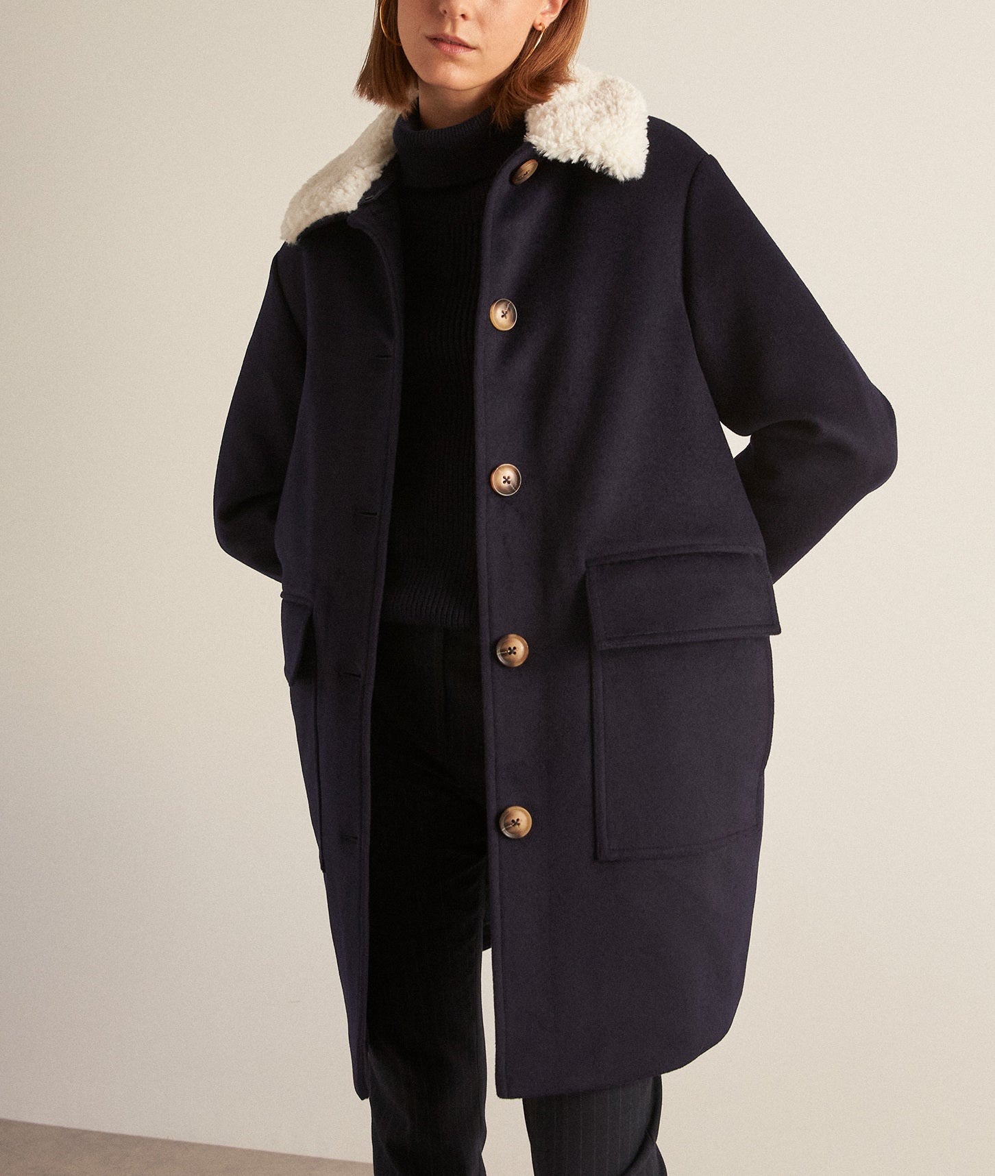 Manteau en laine mi-long marine Layton Faume - seconde main