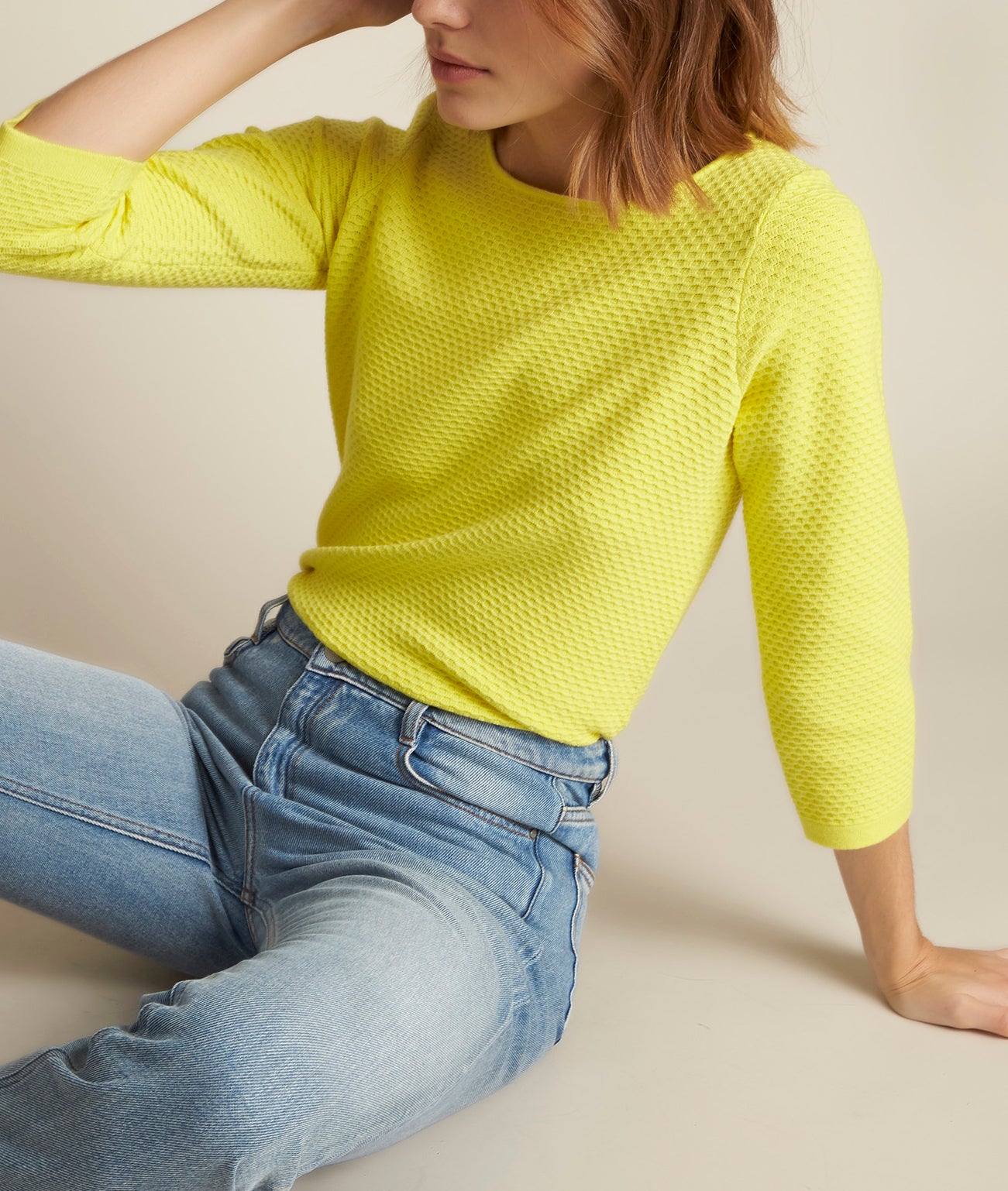 Pull citrus col bateau Delta Faume - seconde main