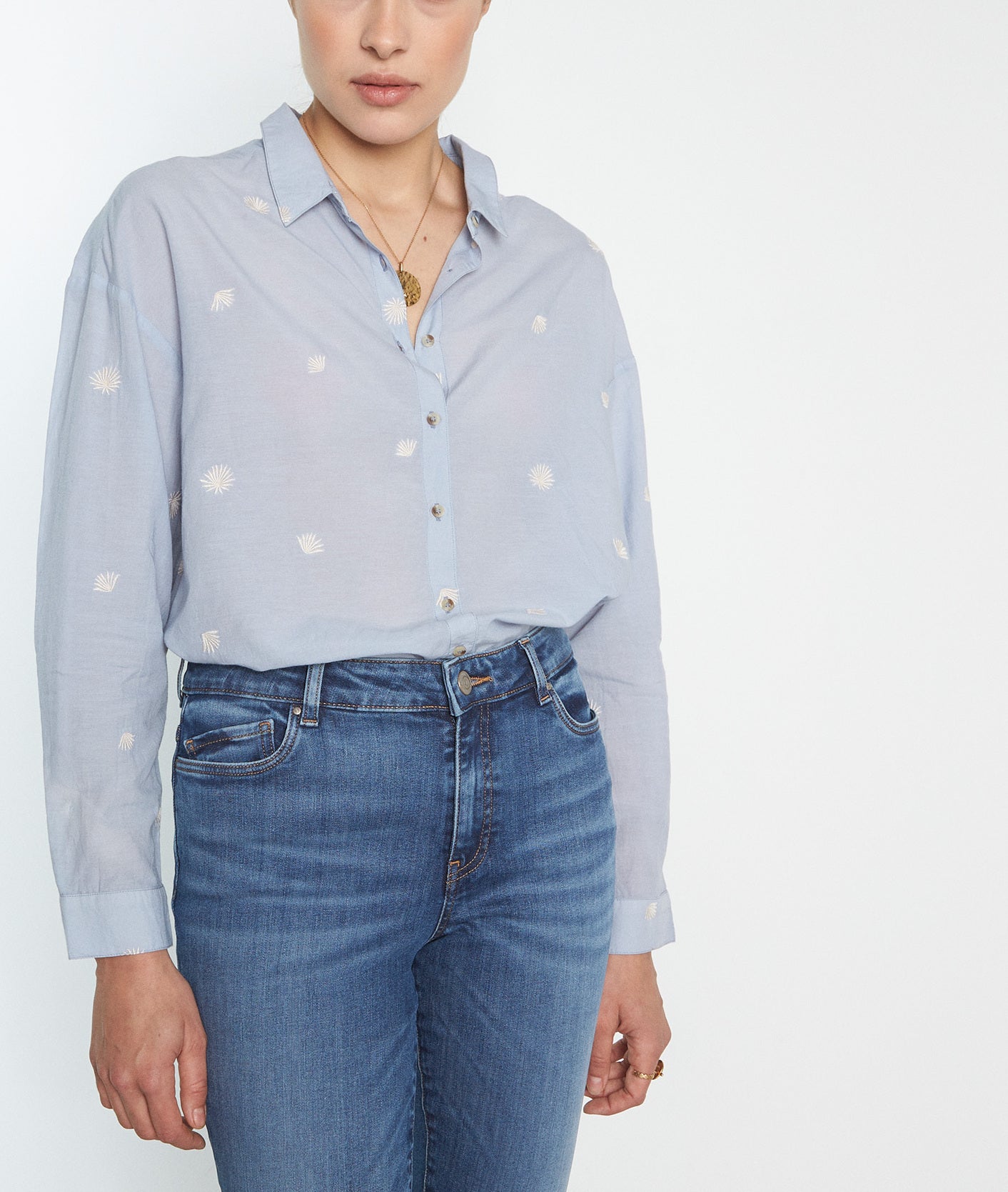 Chemise en coton brodé bleu clair Lolita Faume - seconde main