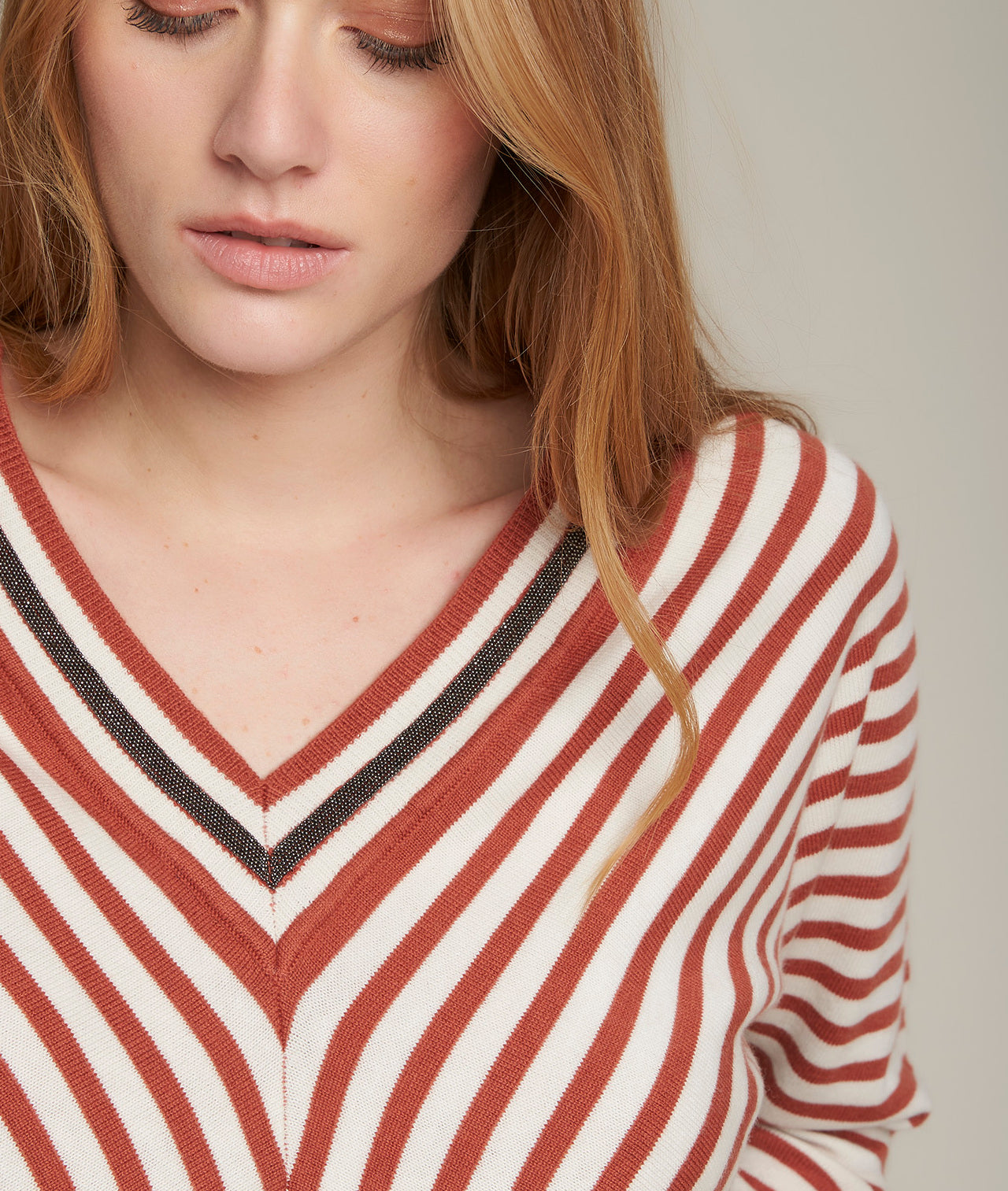 Pull rayé col V Dollar Faume - seconde main