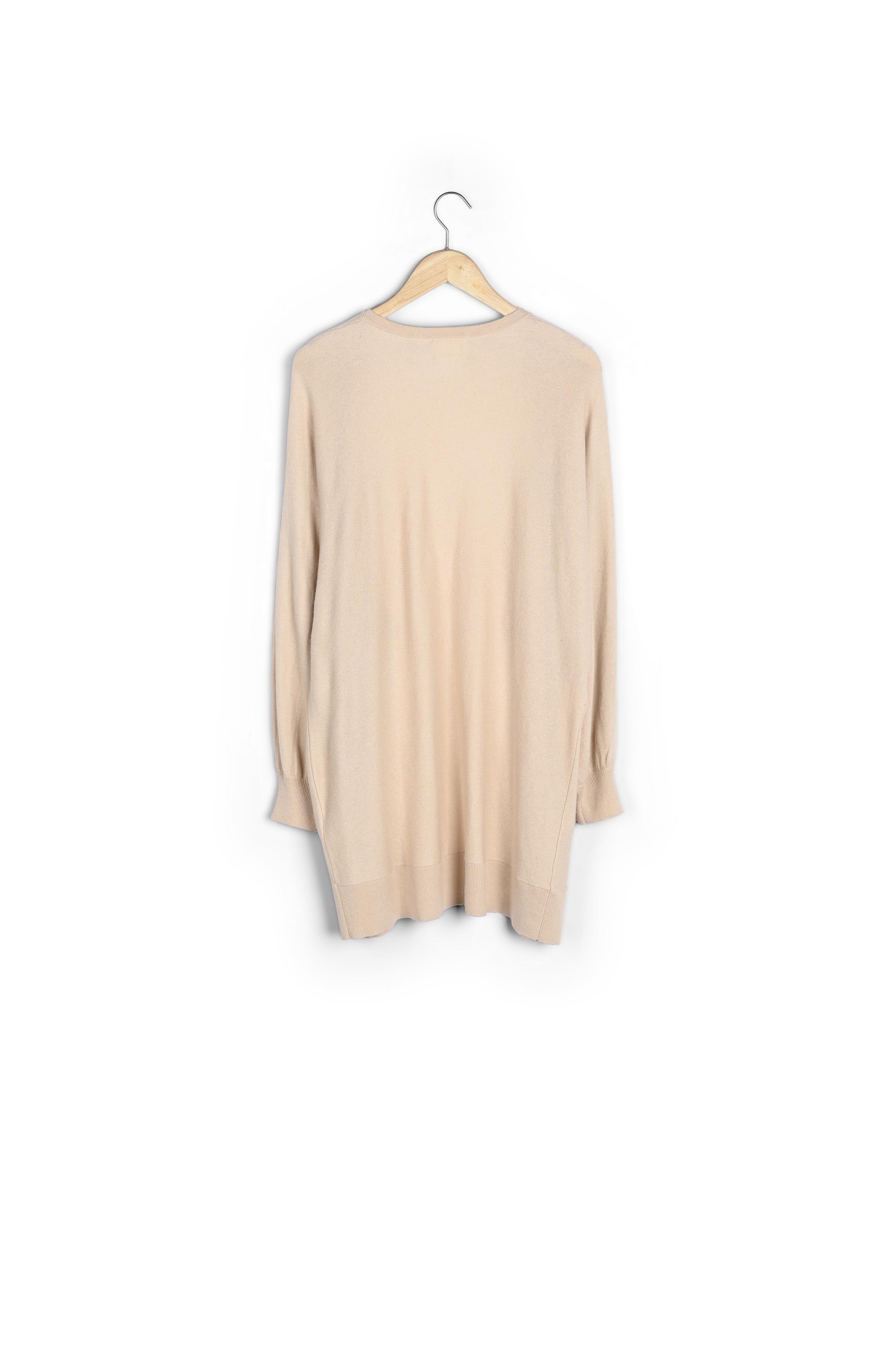 Cardigan long en maille fine beige Terence Faume - seconde main