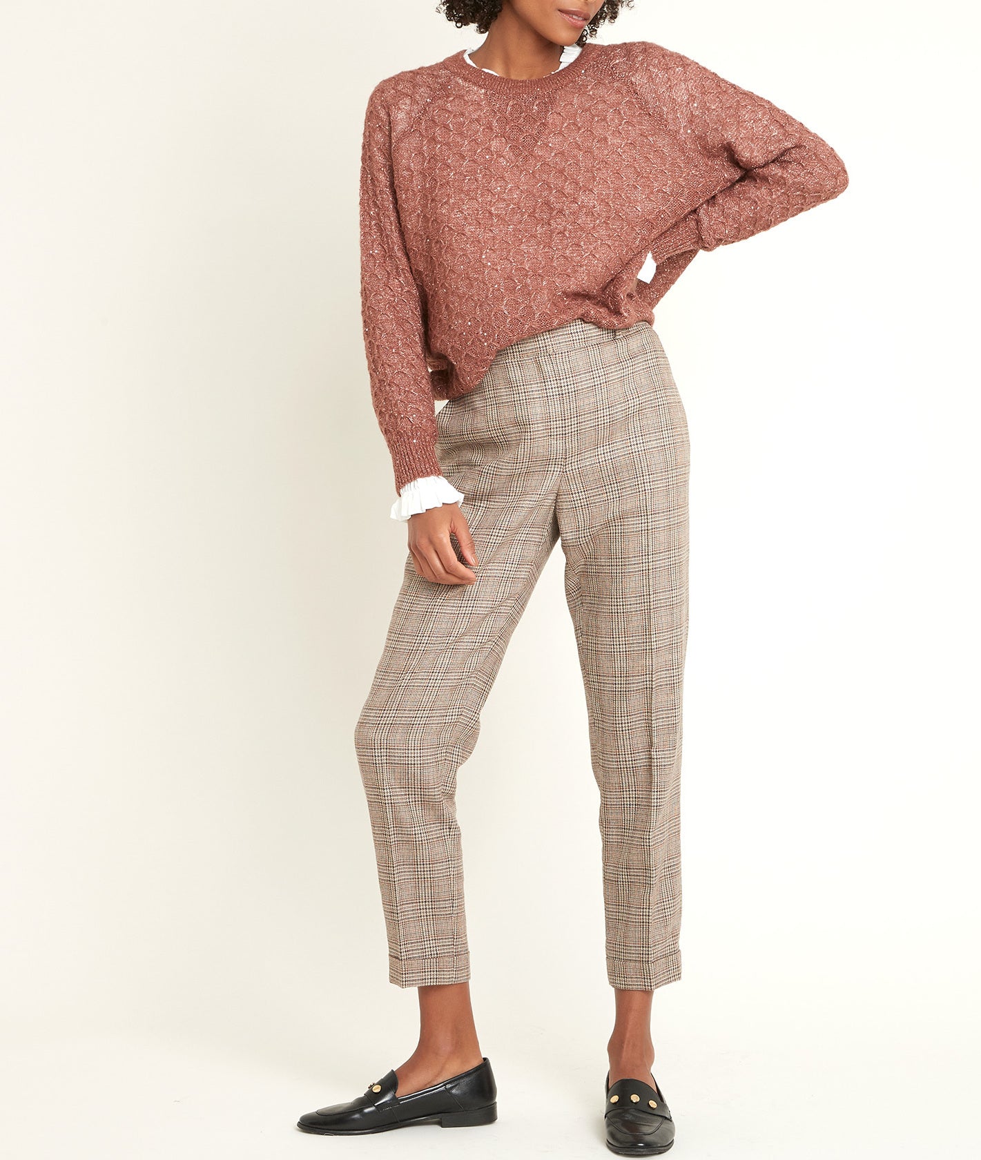 Pantalon carotte à carreaux Max Faume - seconde main