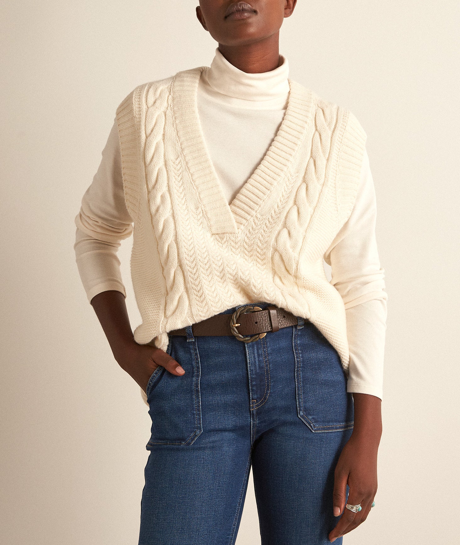 Pull sans manches ivoire en laine Brent Faume - seconde main