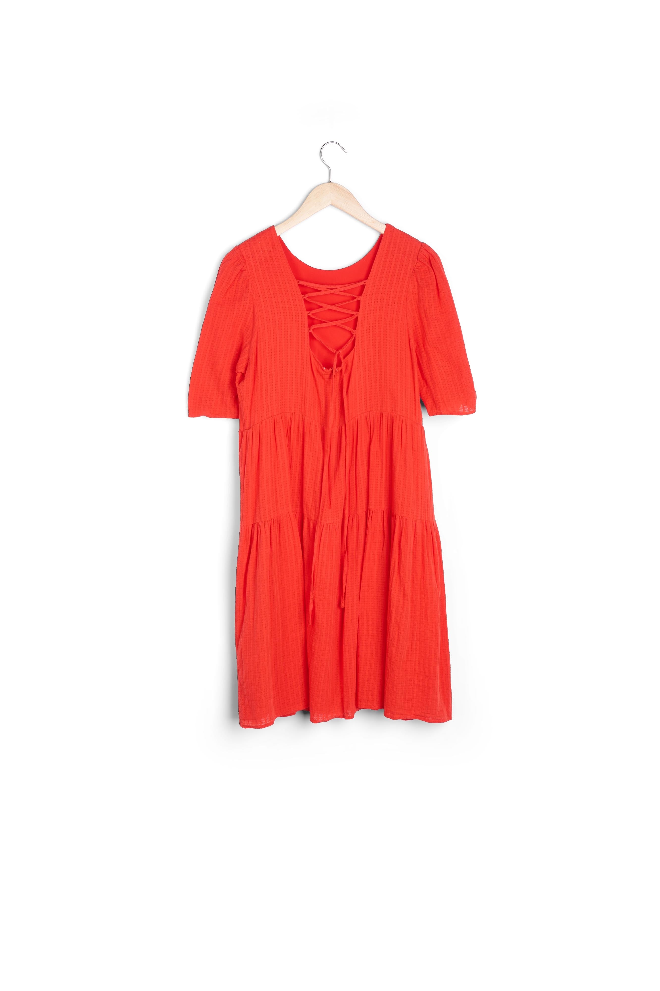 Robe midi en coton gaufré rouge Lorene Faume - seconde main