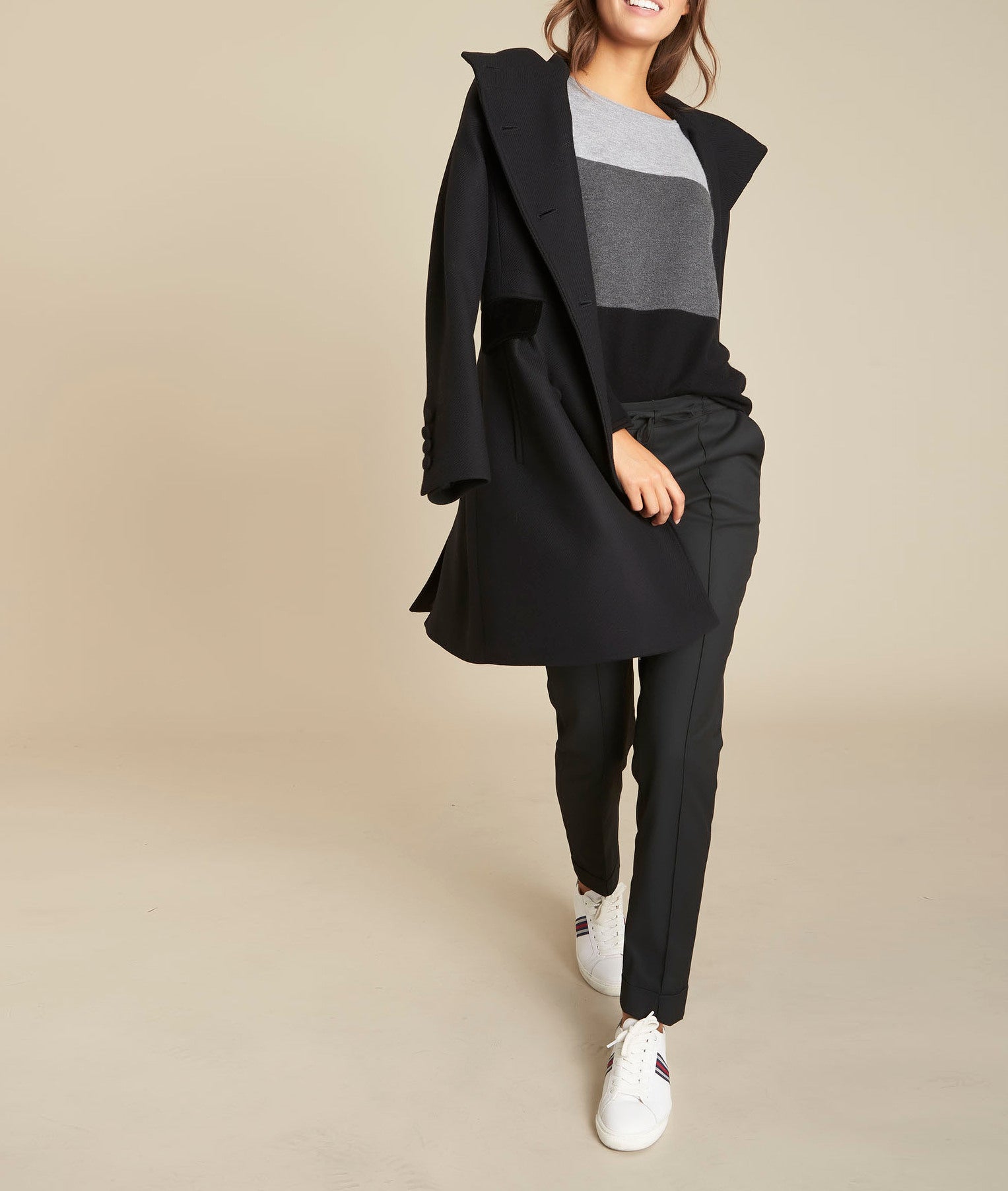 Pull en cachemire rayé anthracite Florin Faume - seconde main