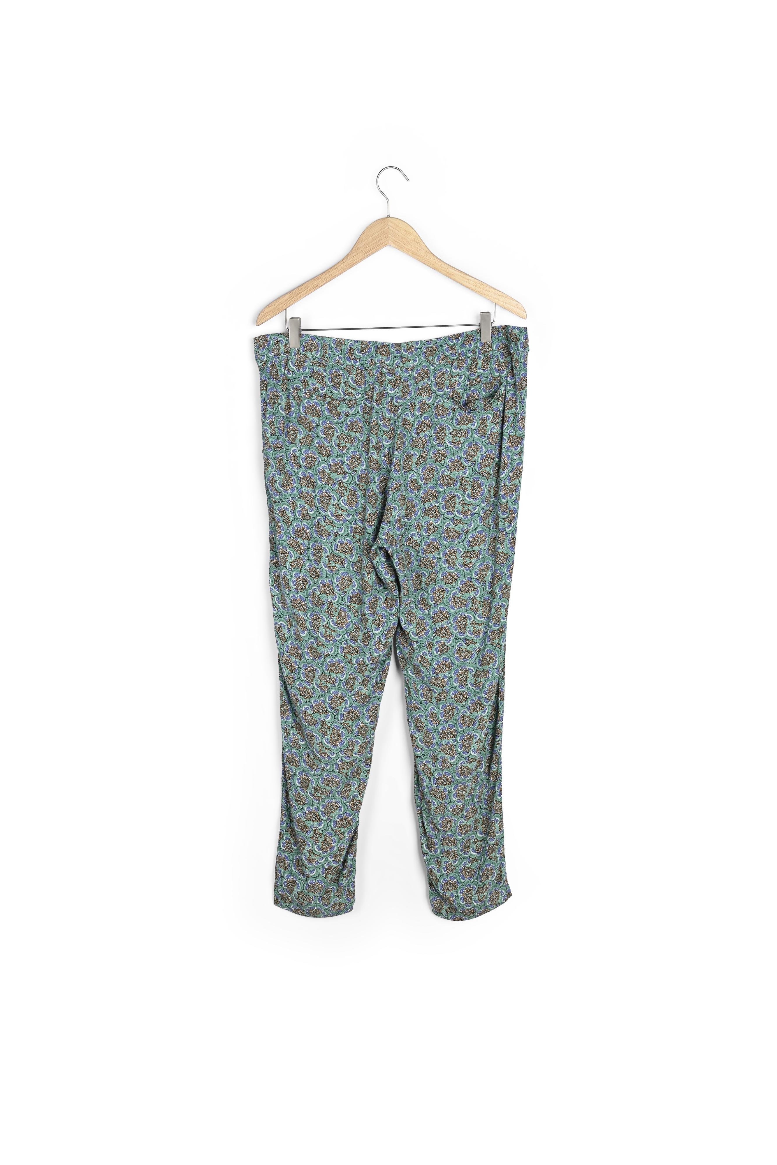 Pantalon fluide imprimé en crêpe de coton vert Flynn Faume - seconde main