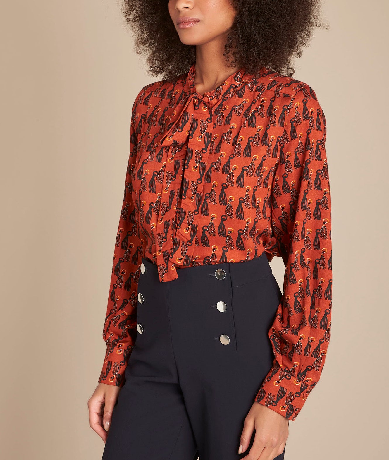 Blouse imprimé col lavallière Majda Faume - seconde main