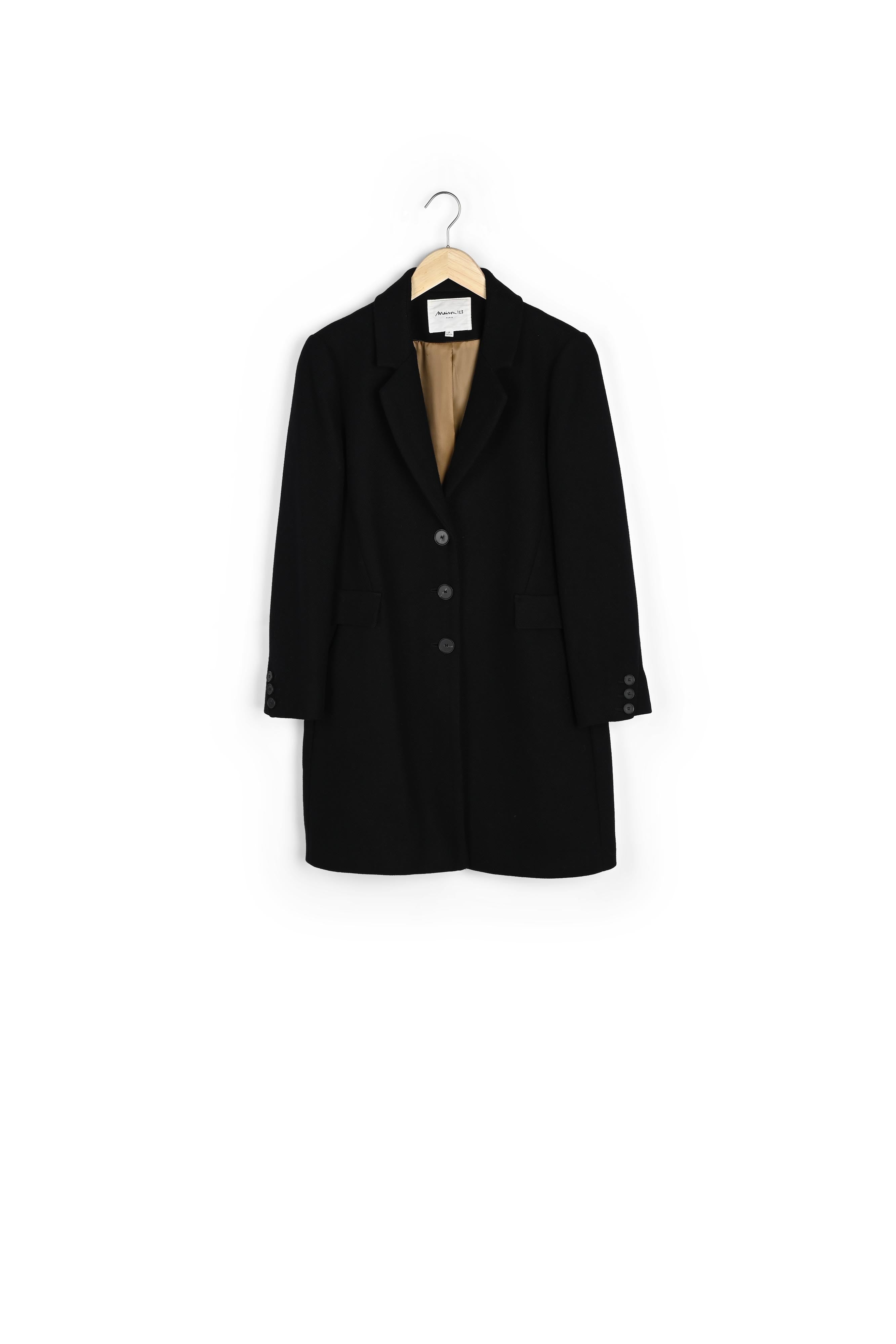 Manteau droit en laine noir Plume Faume - seconde main