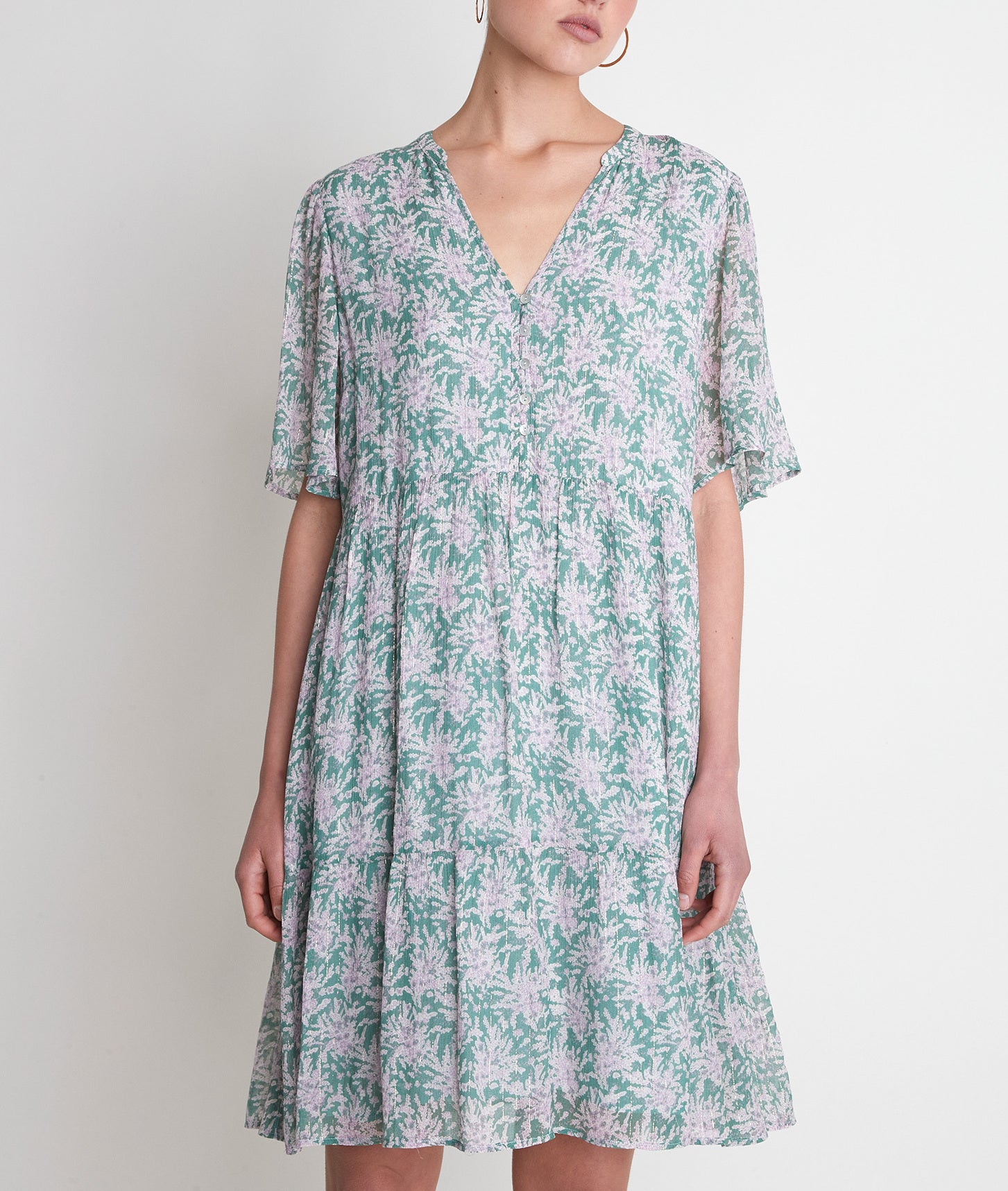 Robe courte imprimée mauve pâle Nara Faume - seconde main