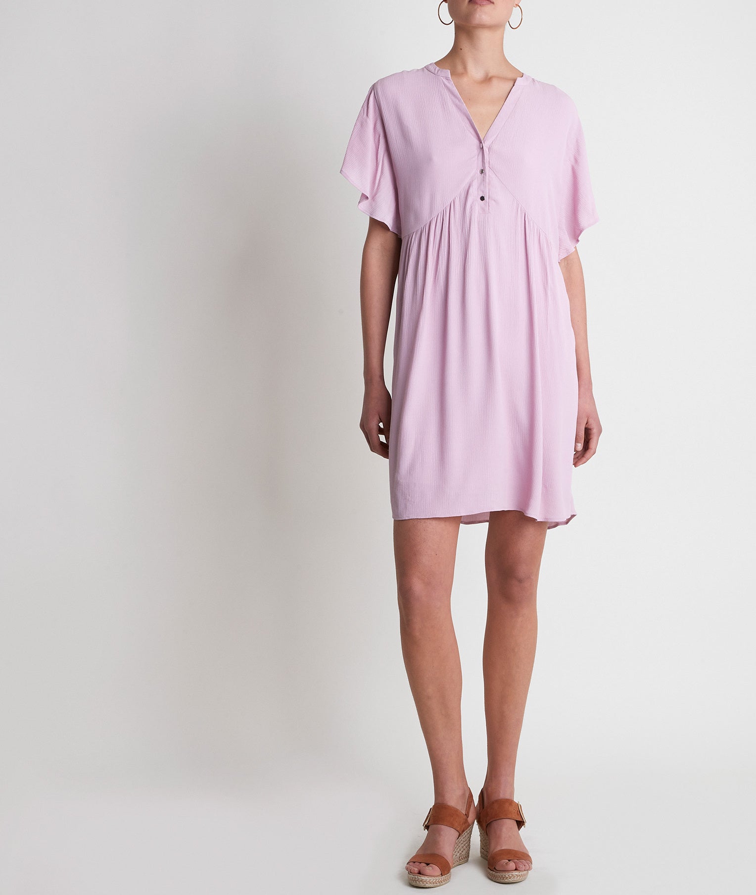 Robe en crêpe trapèze mauve Callo Faume - seconde main