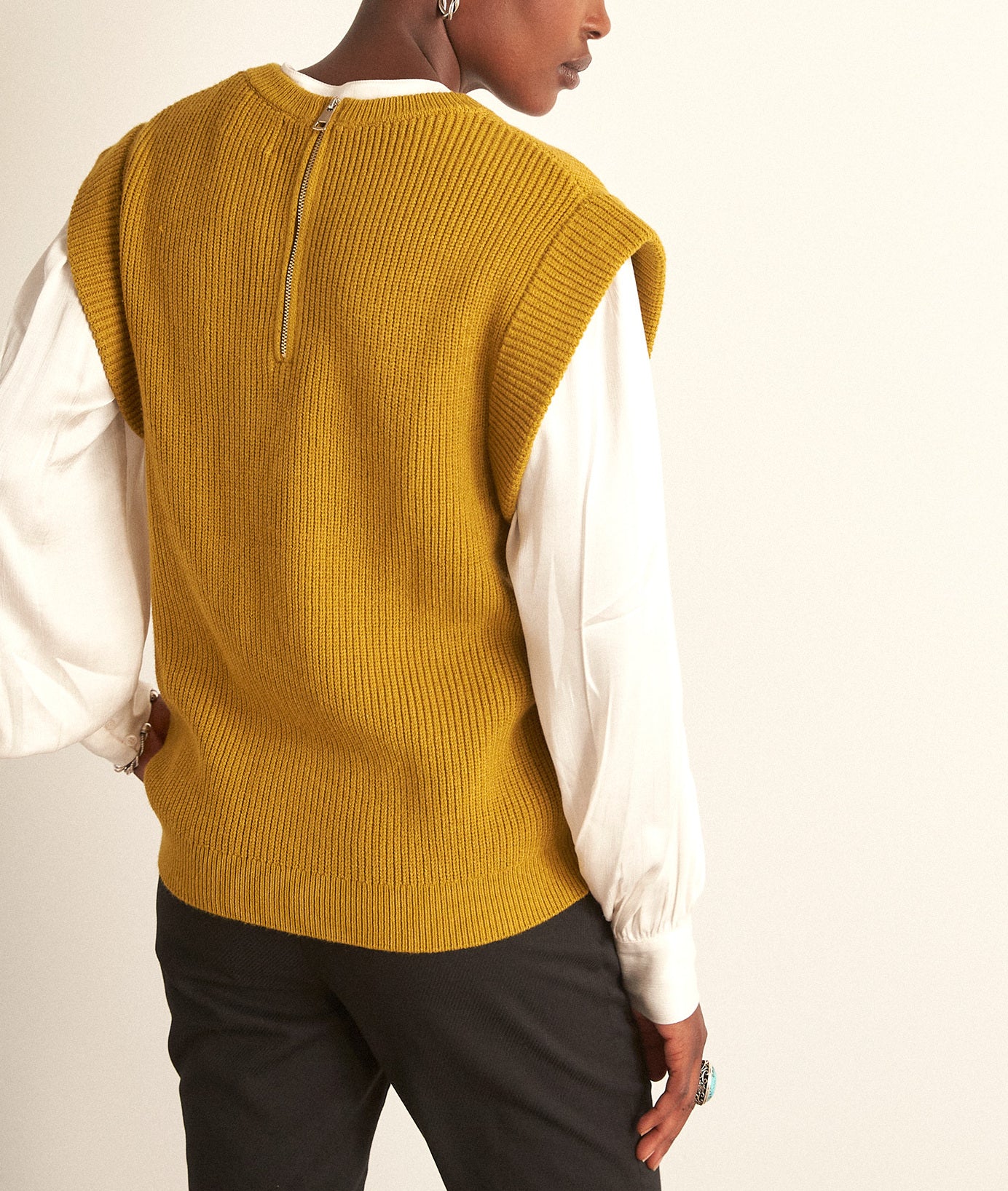 Pull sans manches en viscose EcoVero olive Bill Faume - seconde main