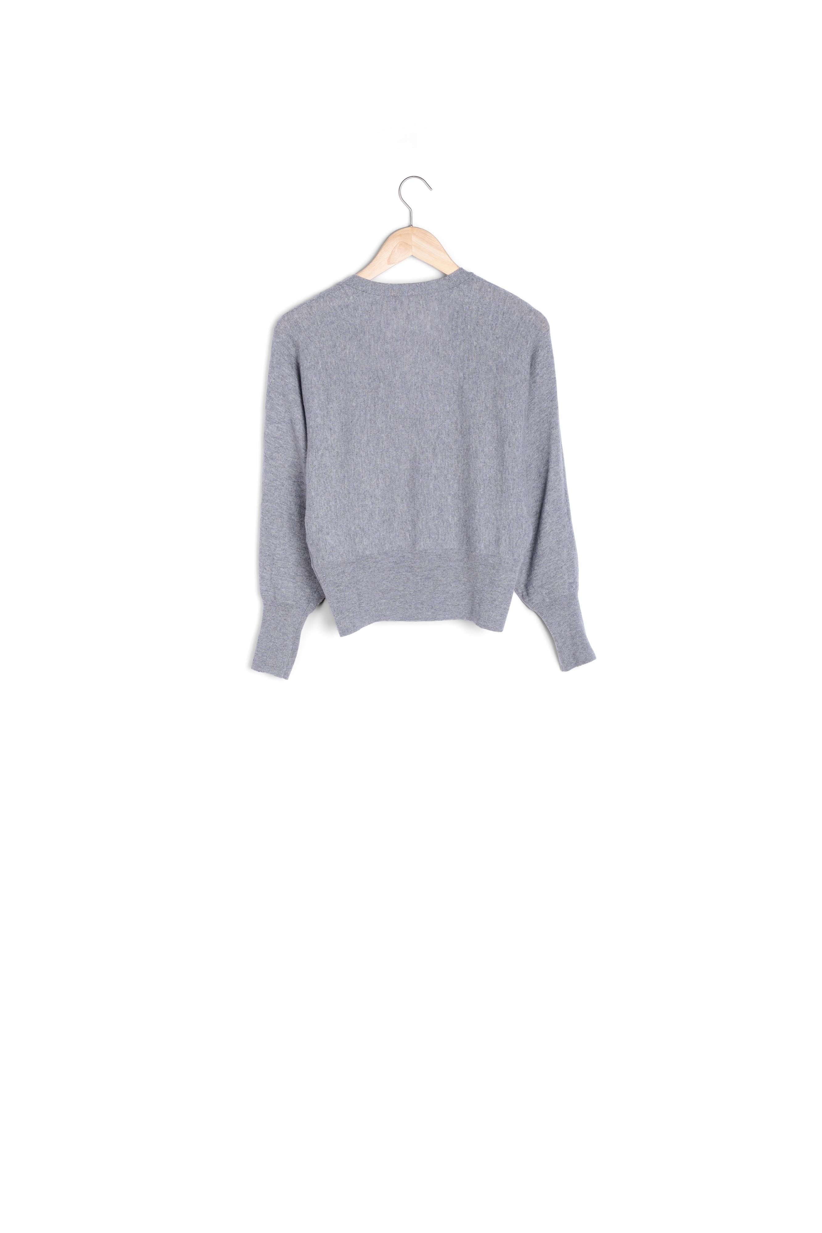 Cardigan en laine recyclée au decolleté plongeant gris Tess Faume - seconde main