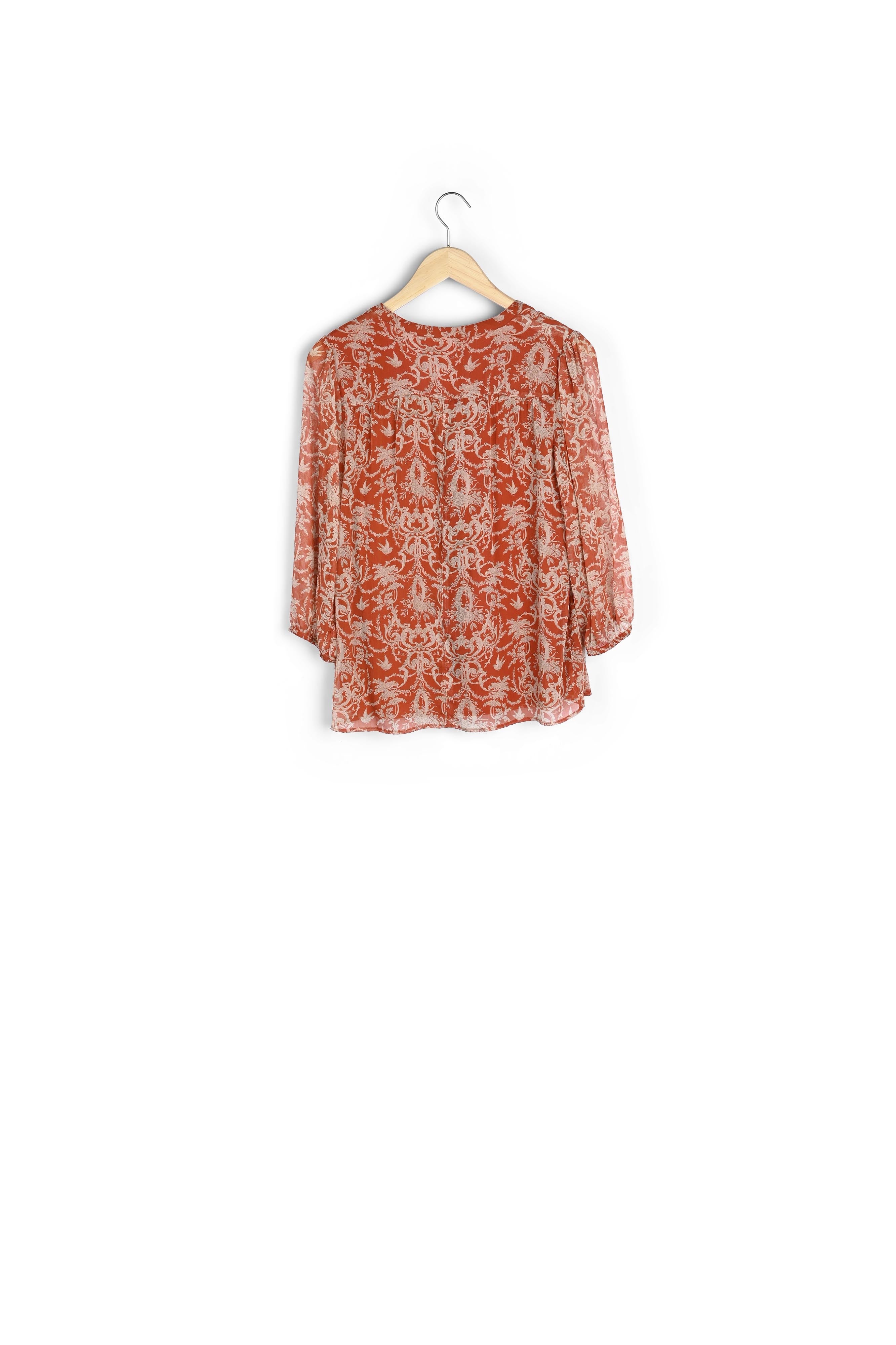 Blouse orange imprimée Elsa Faume - seconde main