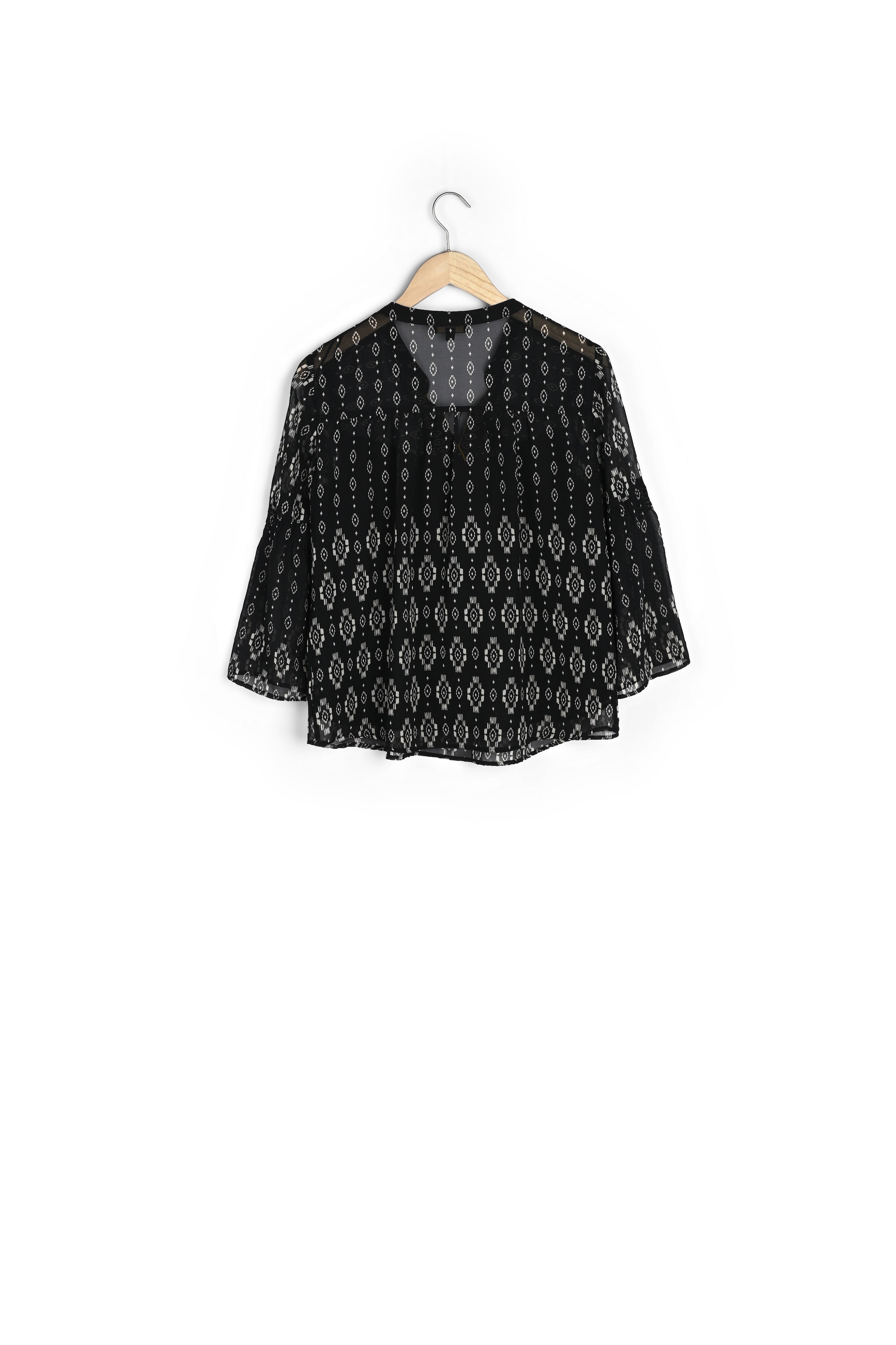 Blouse noire à motifs fantaisie Victoria Faume - seconde main