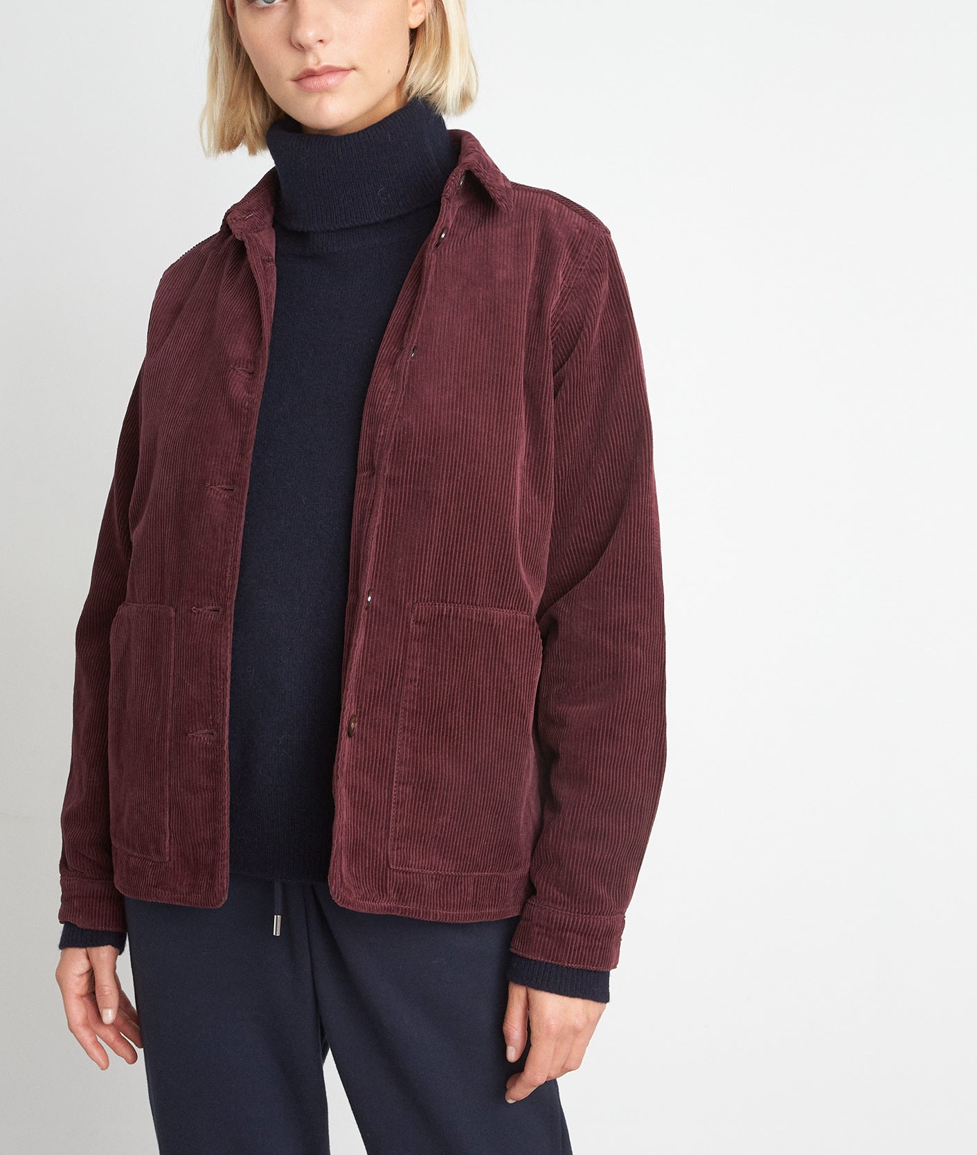 Veste de travail en velours côtelé bordeaux Romea Faume - seconde main