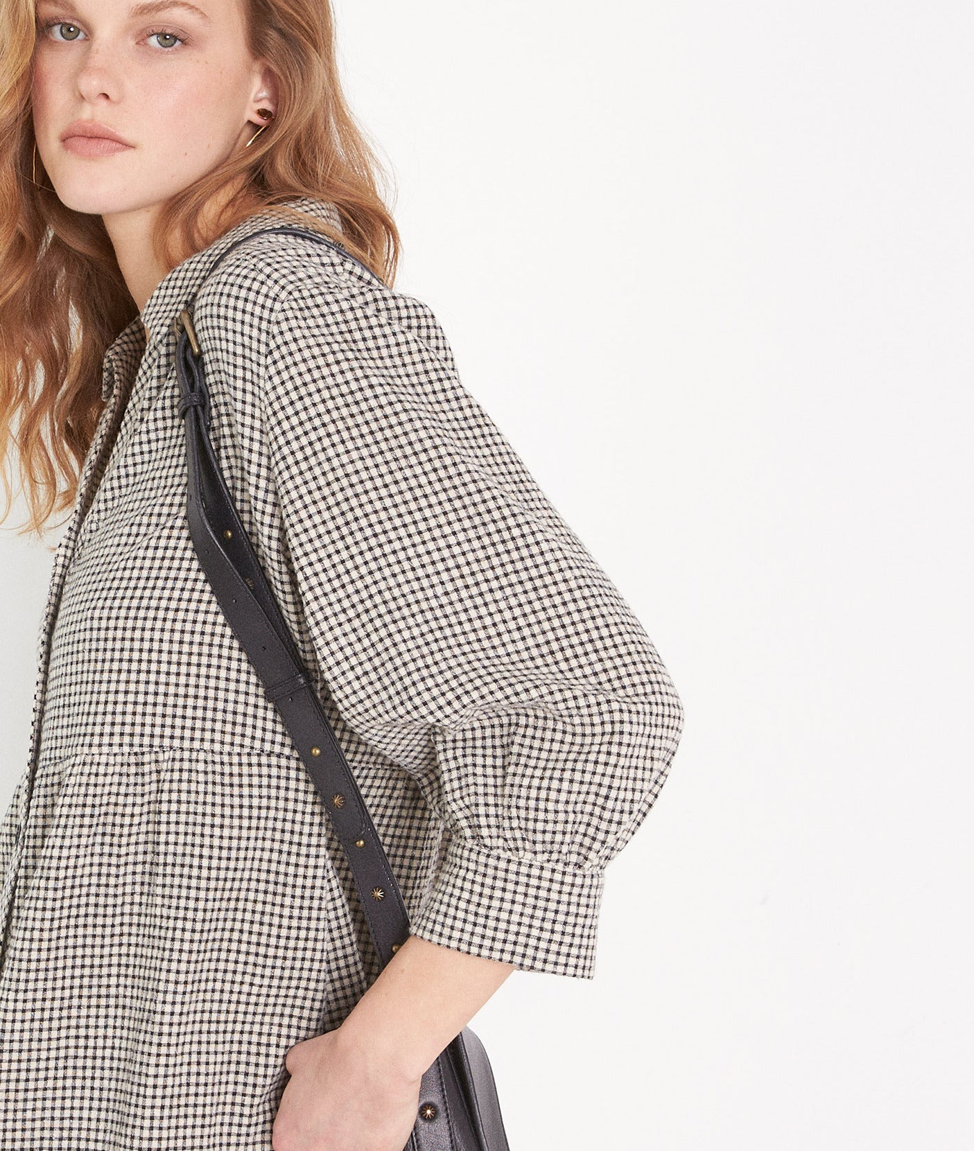 Robe courte en vichy beige et noire Hema Faume - seconde main