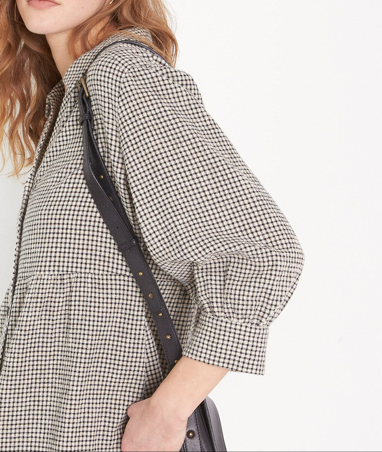 Robe courte en vichy beige et noire Hema Faume - seconde main