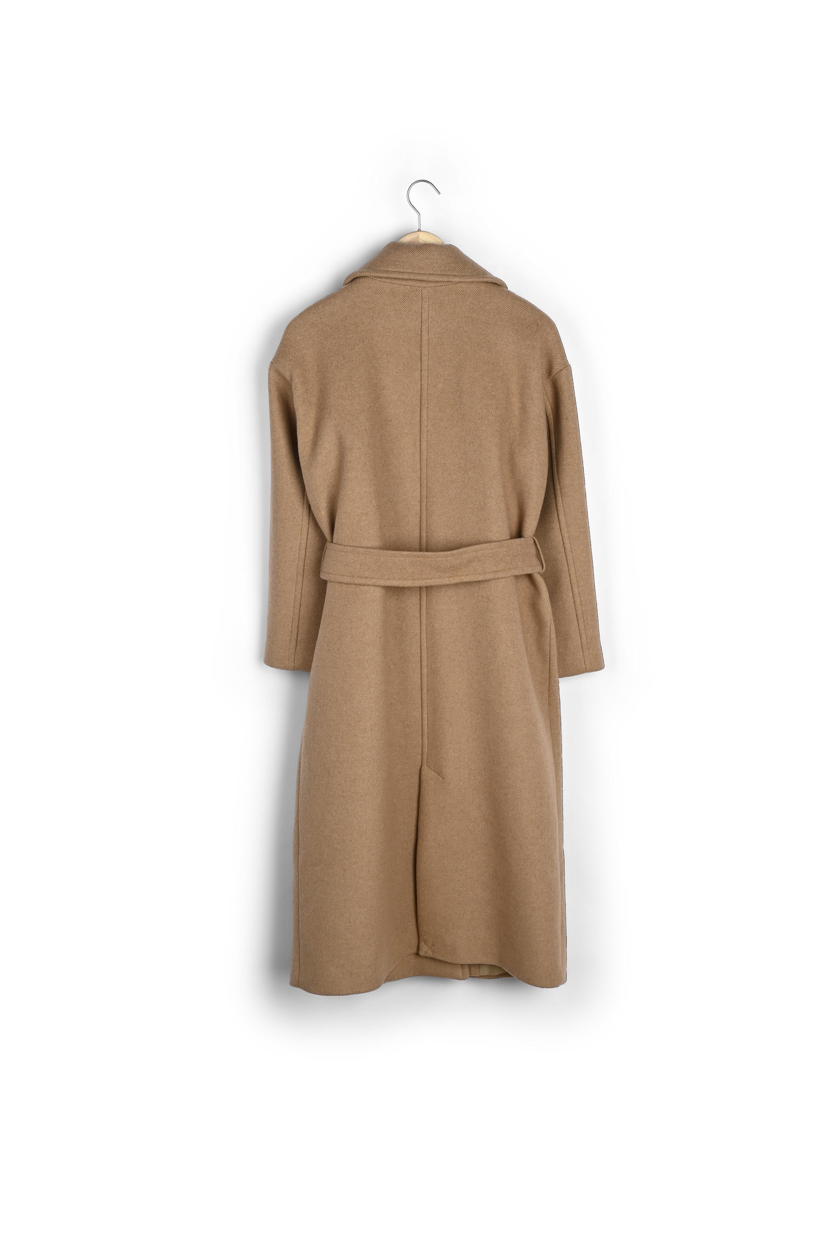 Manteau long en laine recyclée camel Matis Faume - seconde main