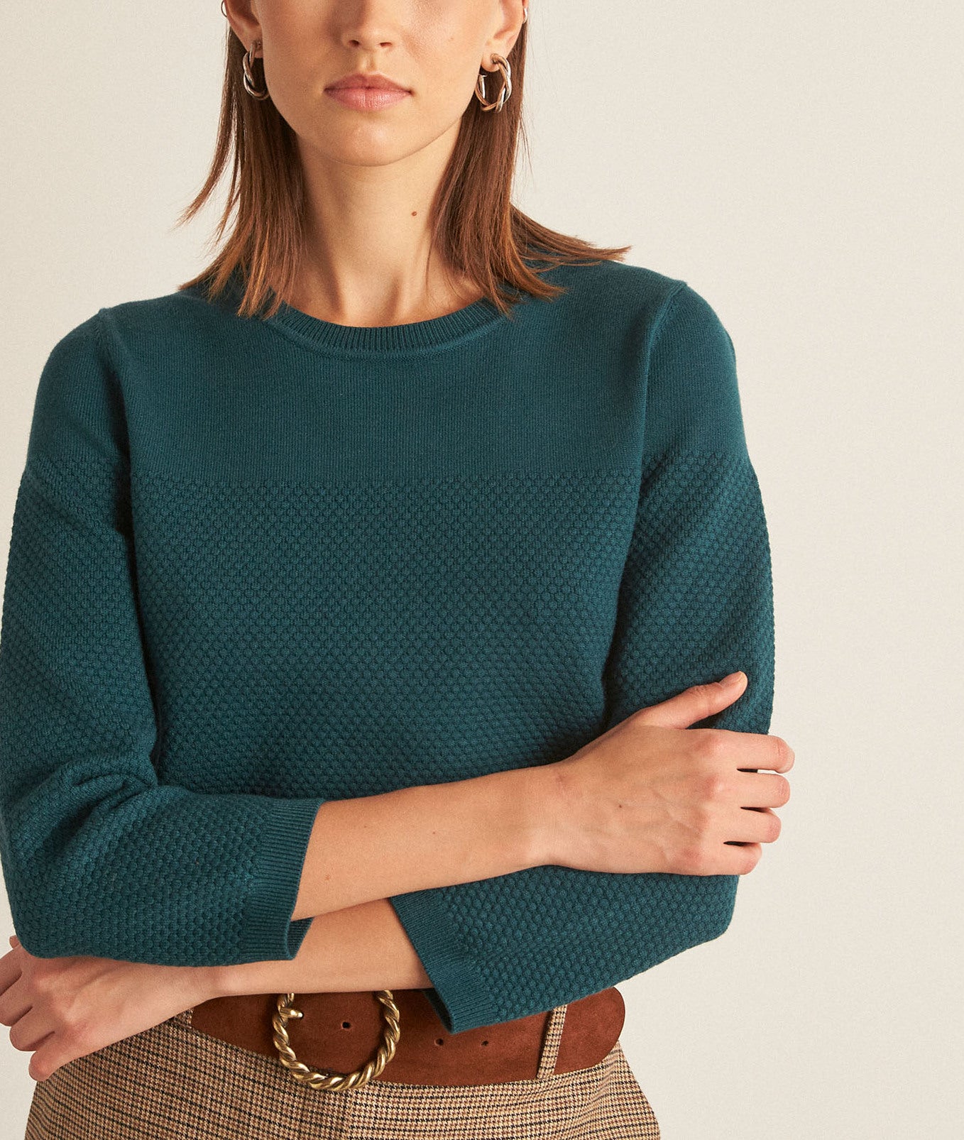 Pull vert texturé en viscose EcoVero BILLY Faume - seconde main