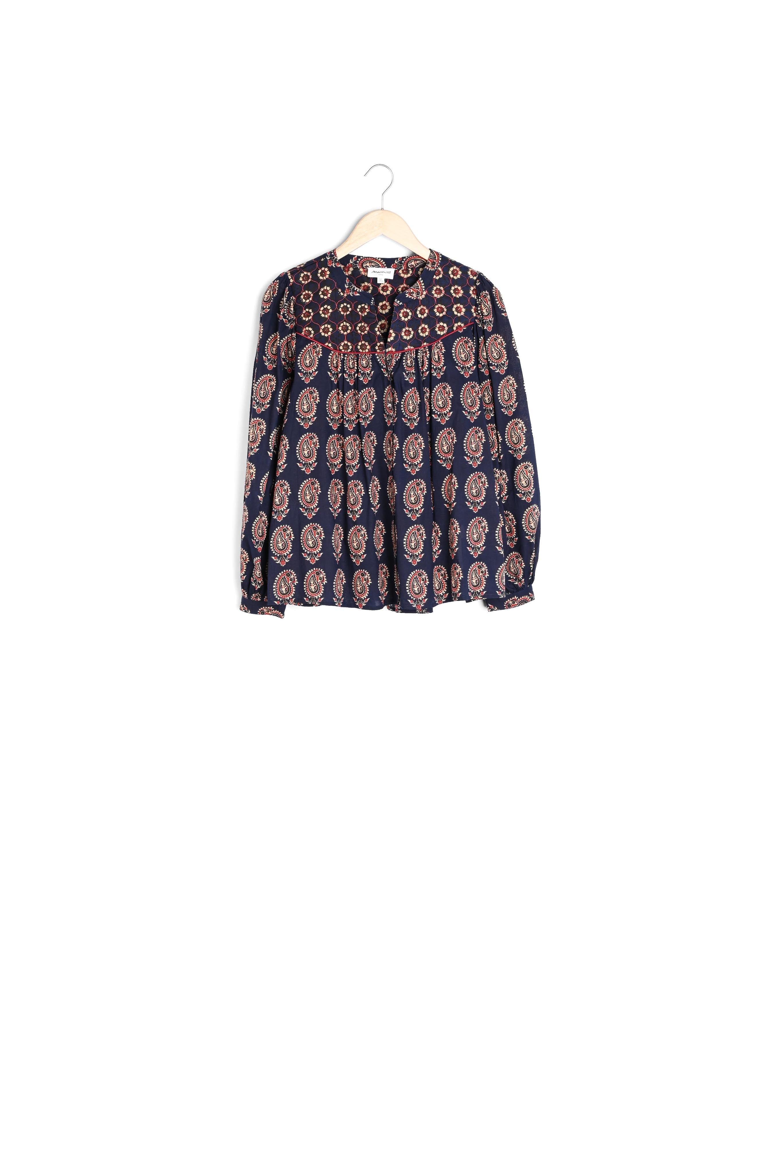 Blouse imprimée en coton marine Camille Faume - seconde main