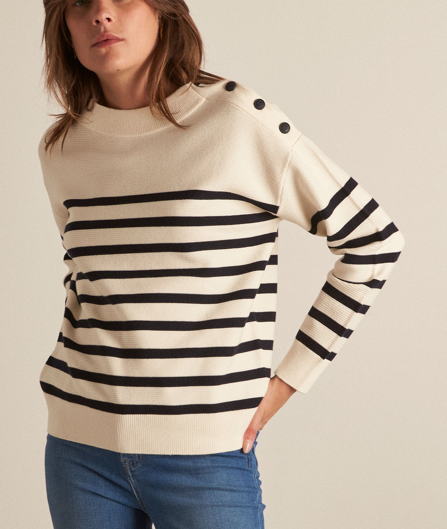 Marinière en viscose EcoVero écrue Benson Faume - seconde main