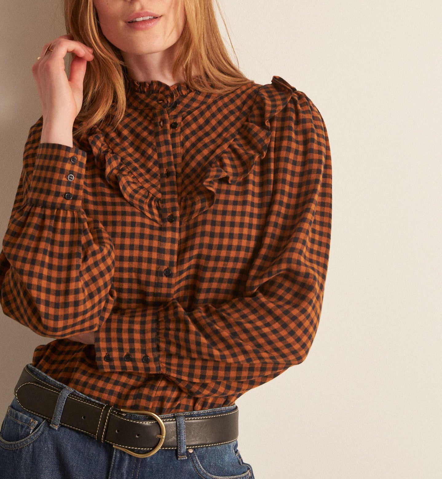 Chemise vichy caramel Abelia Faume - seconde main