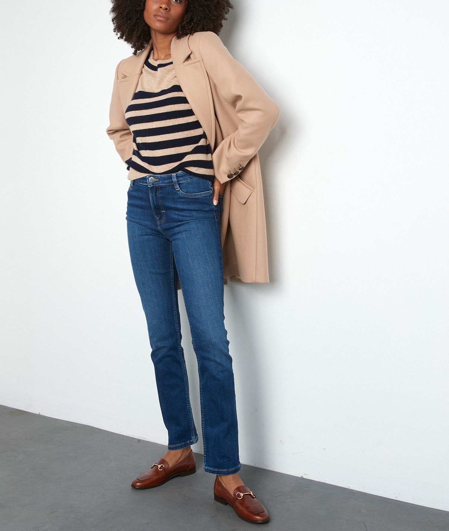 Manteau long croisé beige Lee Faume - seconde main