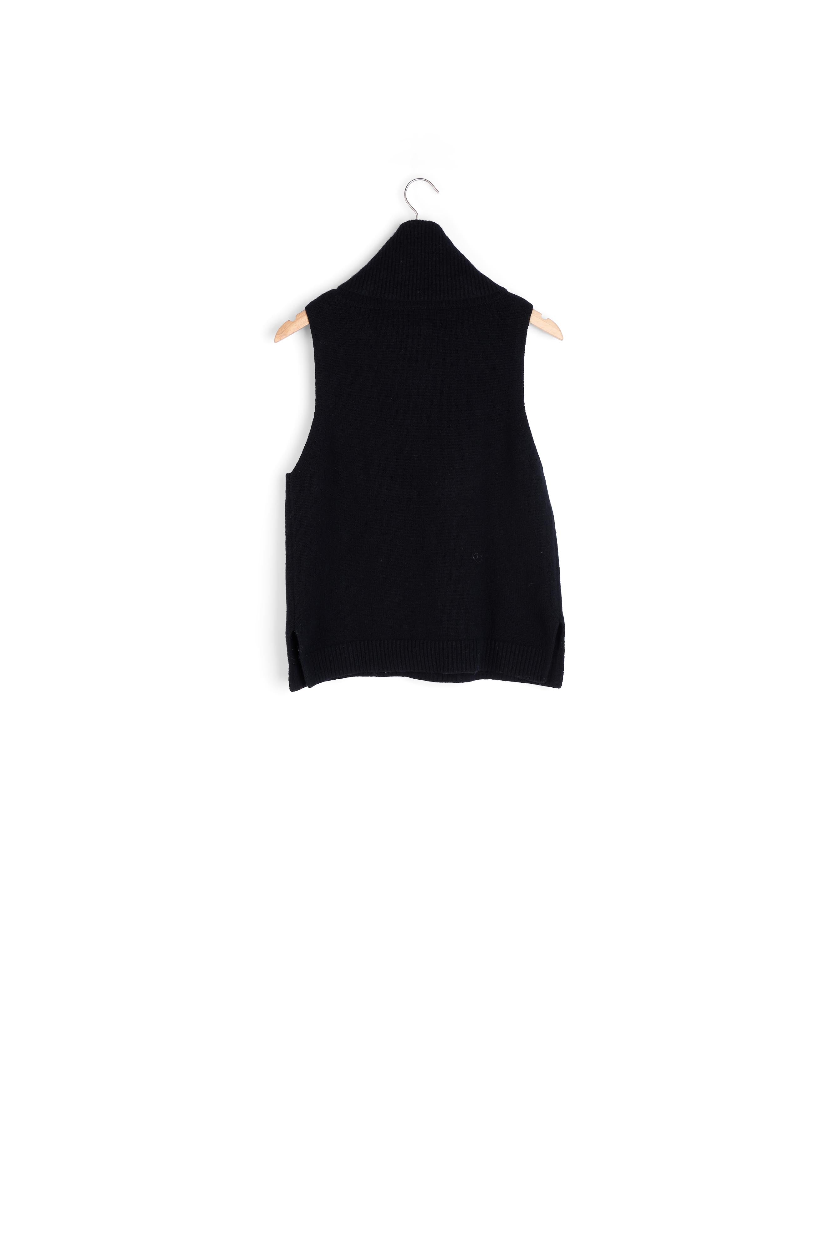 Pull sans manches en laine responsable noir Barclay Faume - seconde main