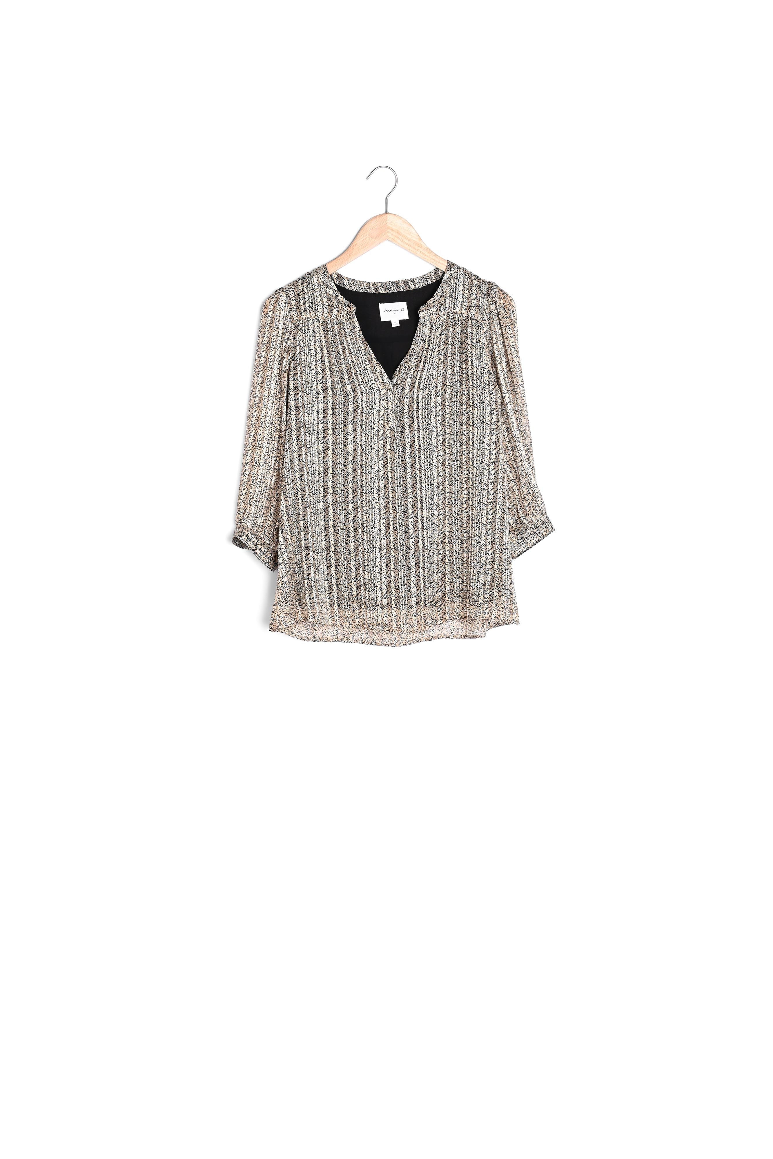 Blouse camel imprimée lurex Elsa Faume - seconde main