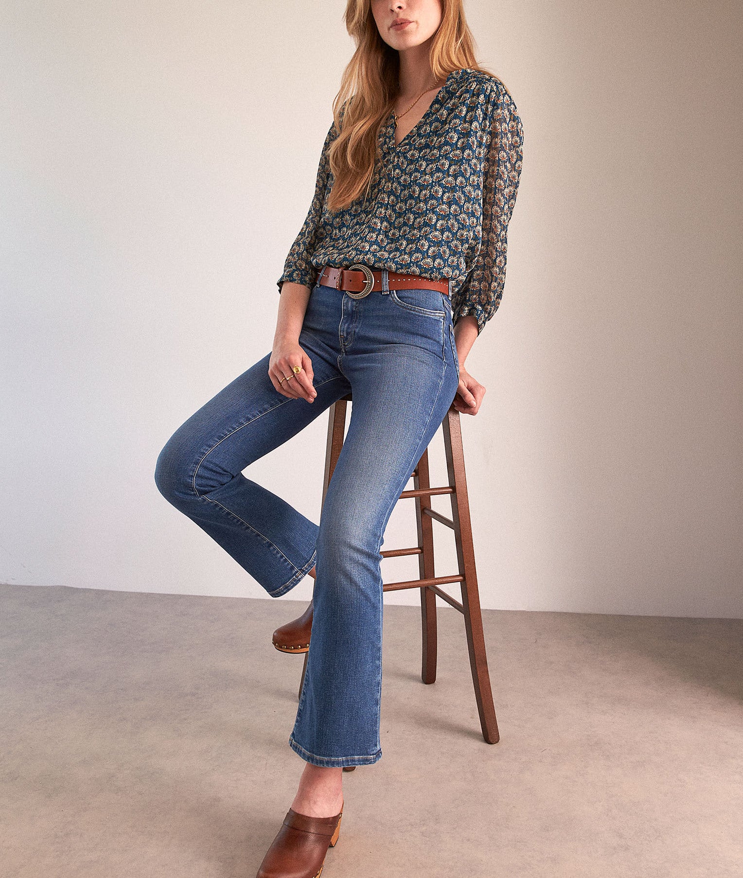 Blouse imprimée bleu Elsa Faume - seconde main