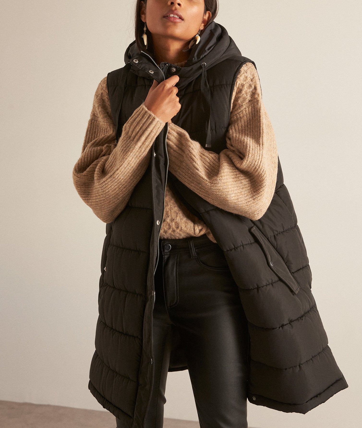 Doudoune sans manches longue noire Melrose Faume - seconde main